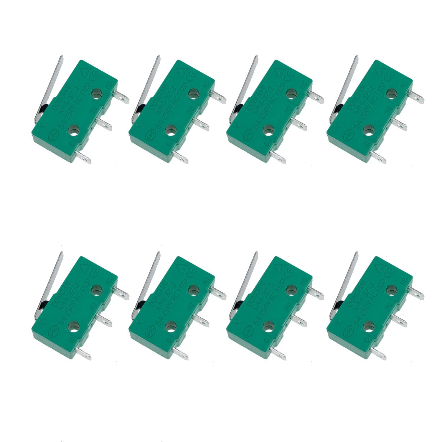 KW4-3Z-3 Micro Limit Switch Short Straight Hinge Lever arm Green