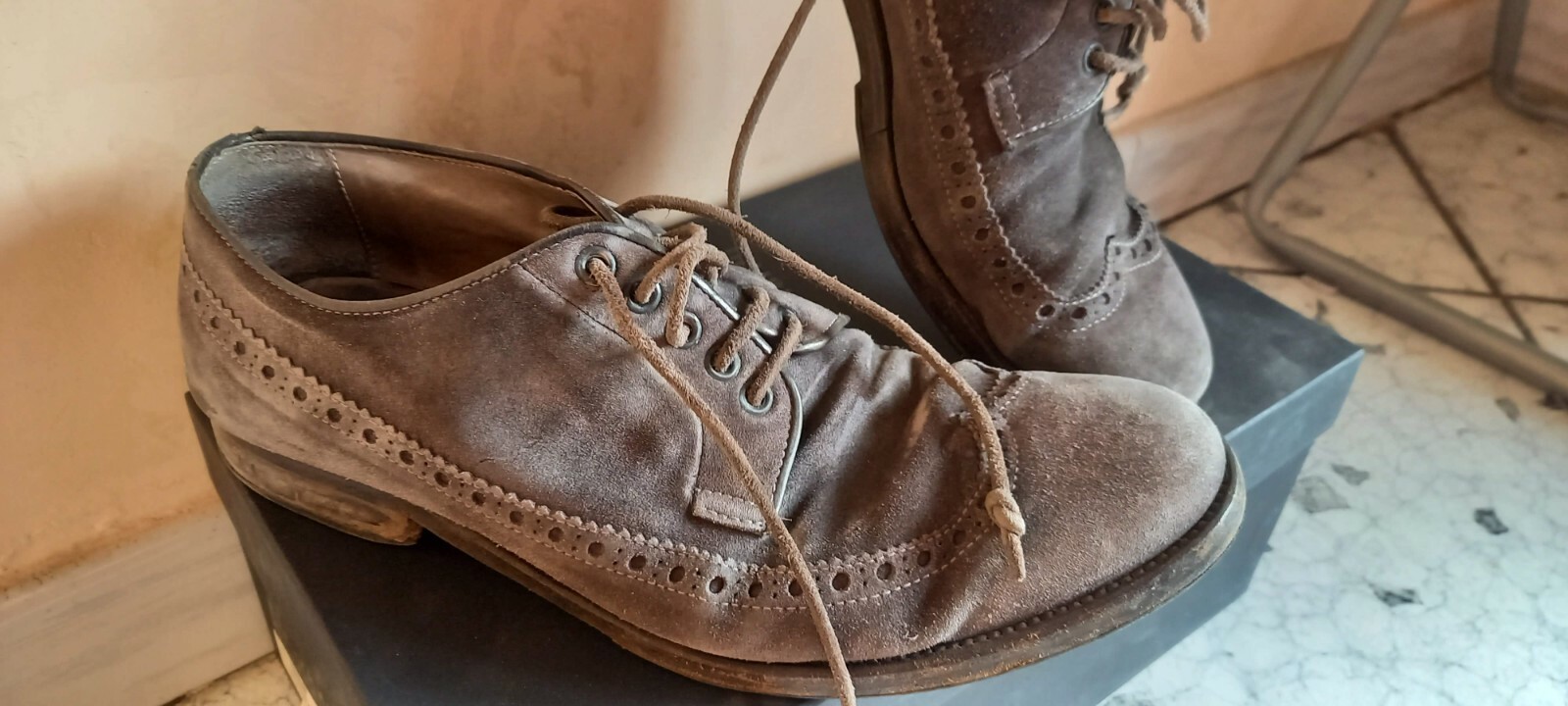 ALESSANDRINI 42 Lace Up Leather Leather Vintage Shoes Made in Italy Elegant