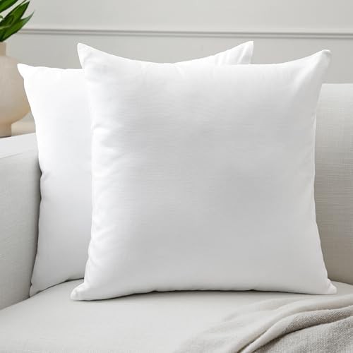 Throw Pillow Covers 18x18 in Set of 2 | No Inserts 18" x 18" (Pack of 2) White