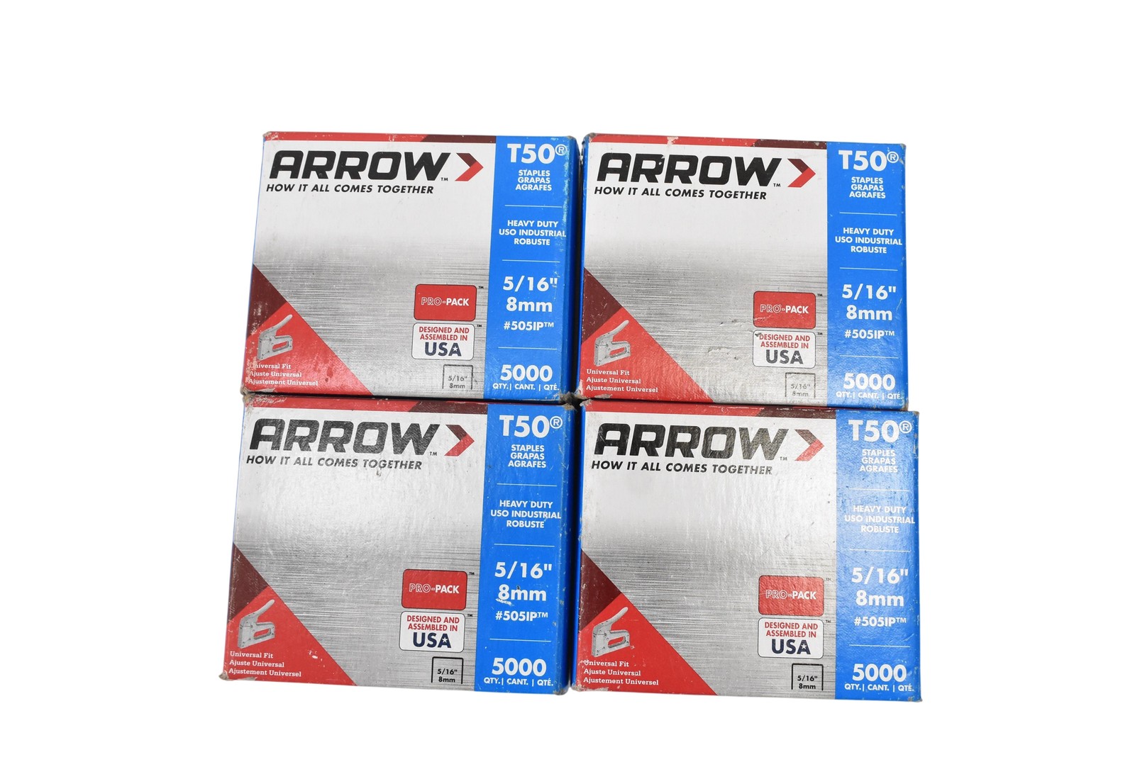 Arrow T50 Staples 5/16" 8mm #505IP 5000 Ct Box Pro-Pack Lot Of 4 Made In USA