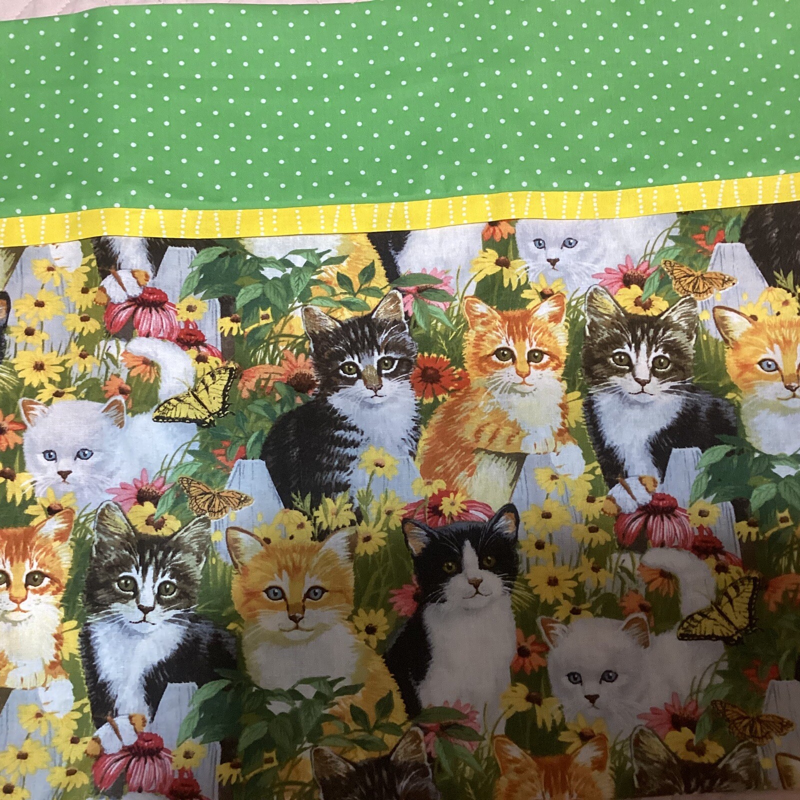 1 homemade Nice Spring Cotton Cats Standard Pillowcase All Hidden Seams 21”x 30”