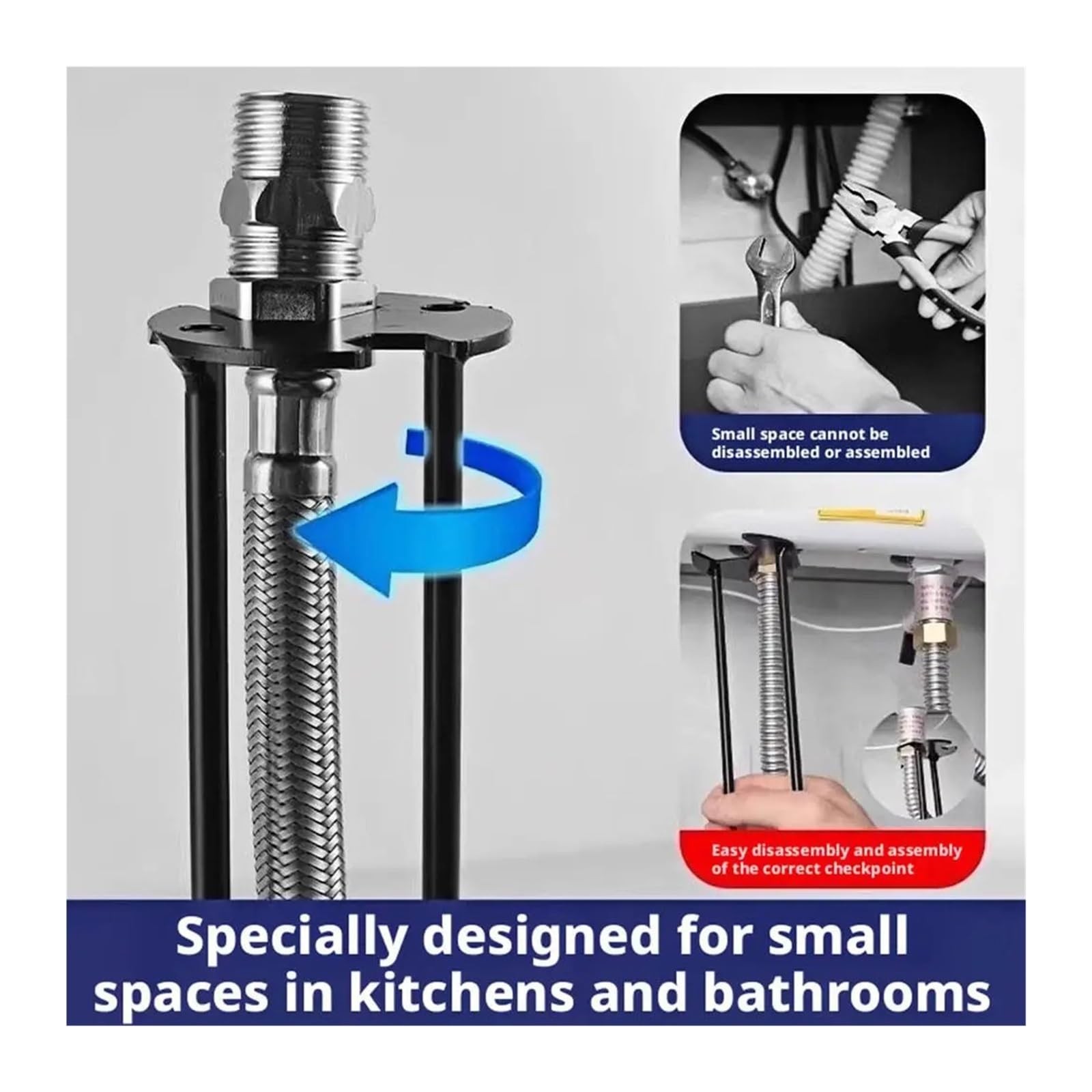Professional Basin Wrench - Multi-Function Sink Faucet Install Tool Swivel He...