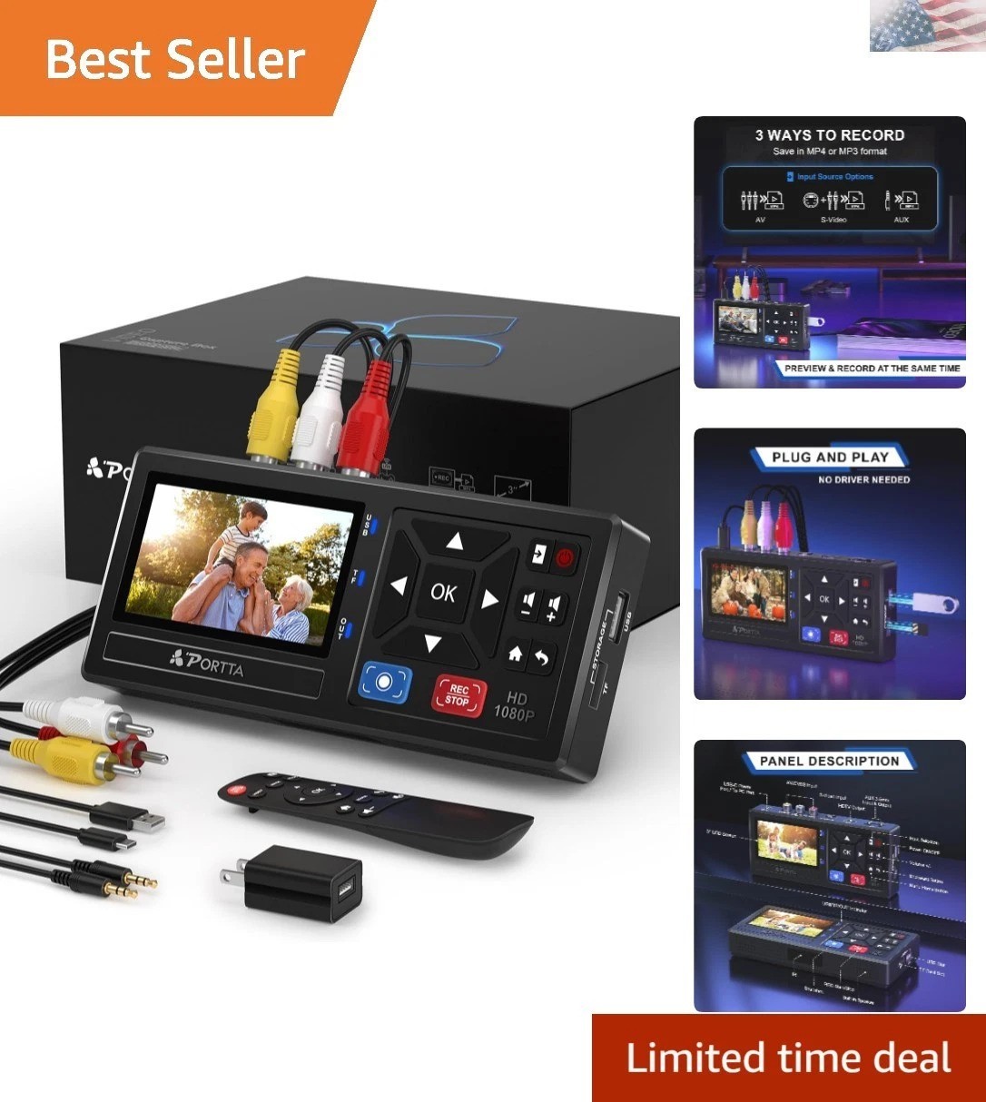 VHS to Digital Converter, Video to Digital Recorder with Remote, Compatible w...