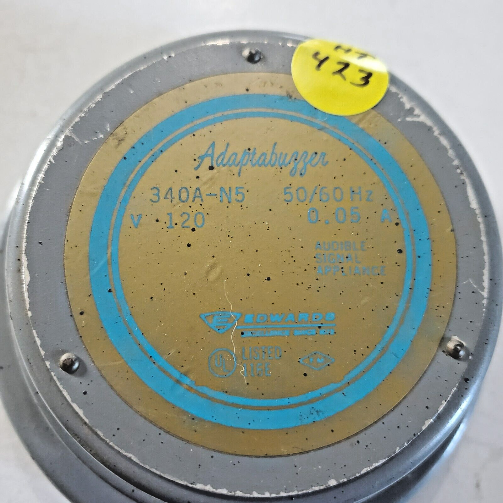 Edwards Adaptabuzzer 340A-N5 120v Audible Signal Device Used.  HT#423