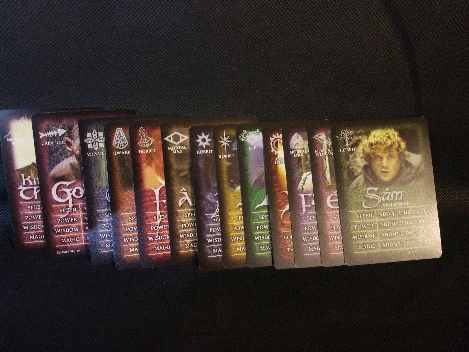 Lord of the Rings Return of the King Deluxe Board Game 13 Character Cards **