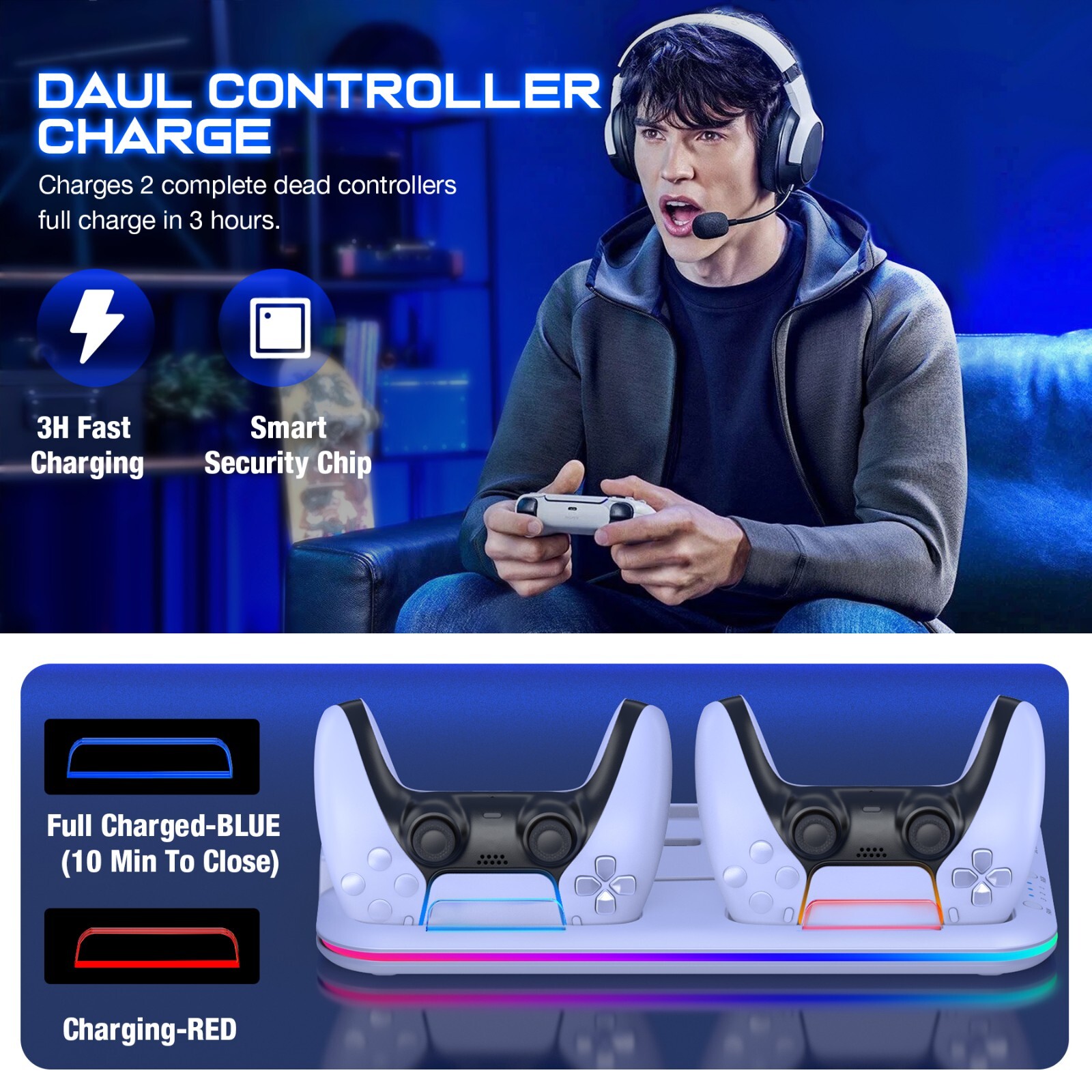 PS5 Slim Stand Cooling Station+Controller Charging Station For PS5 Digital/Disc