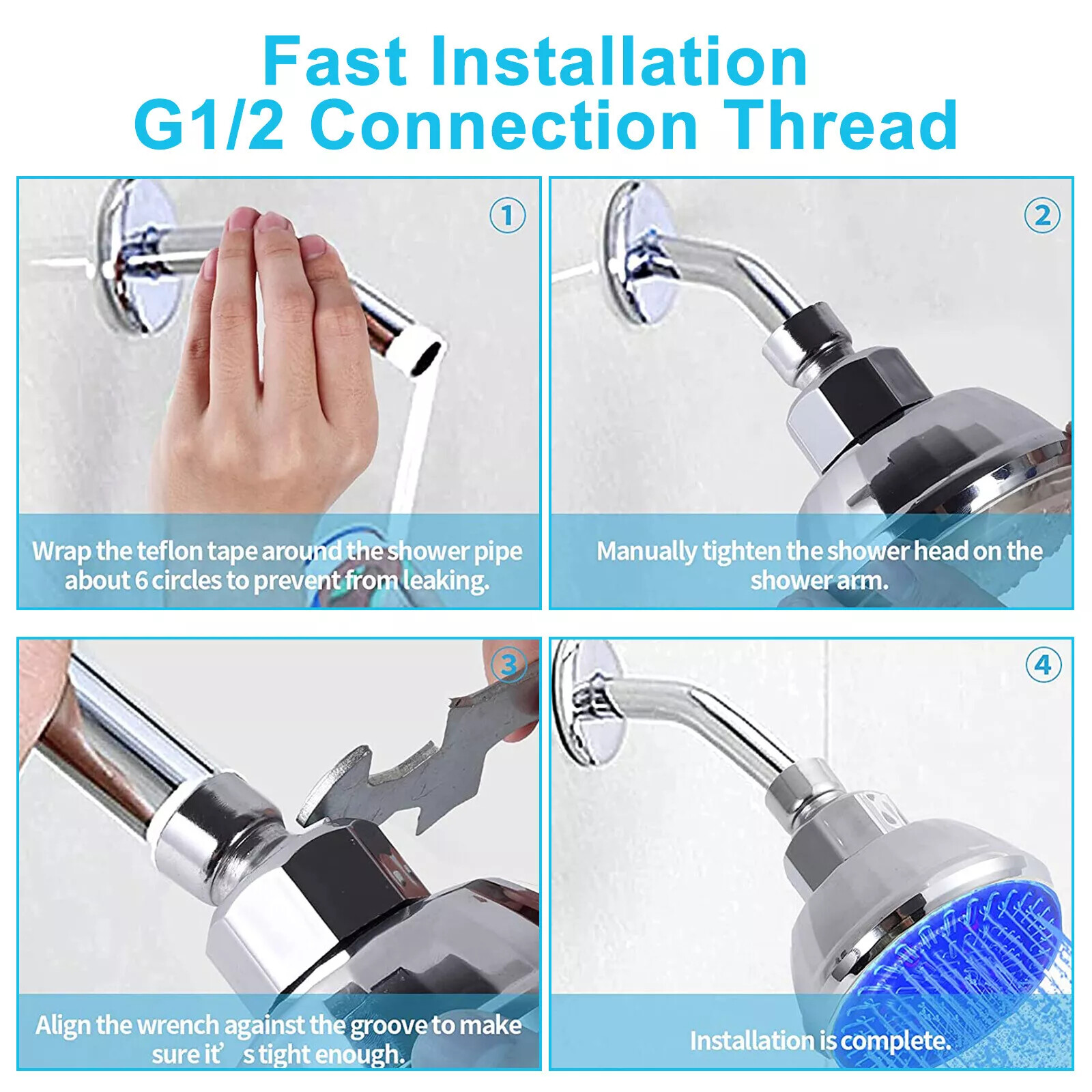 7 Colors Changing LED Shower Head with RGB Light Automatically Sprayer Bathroom