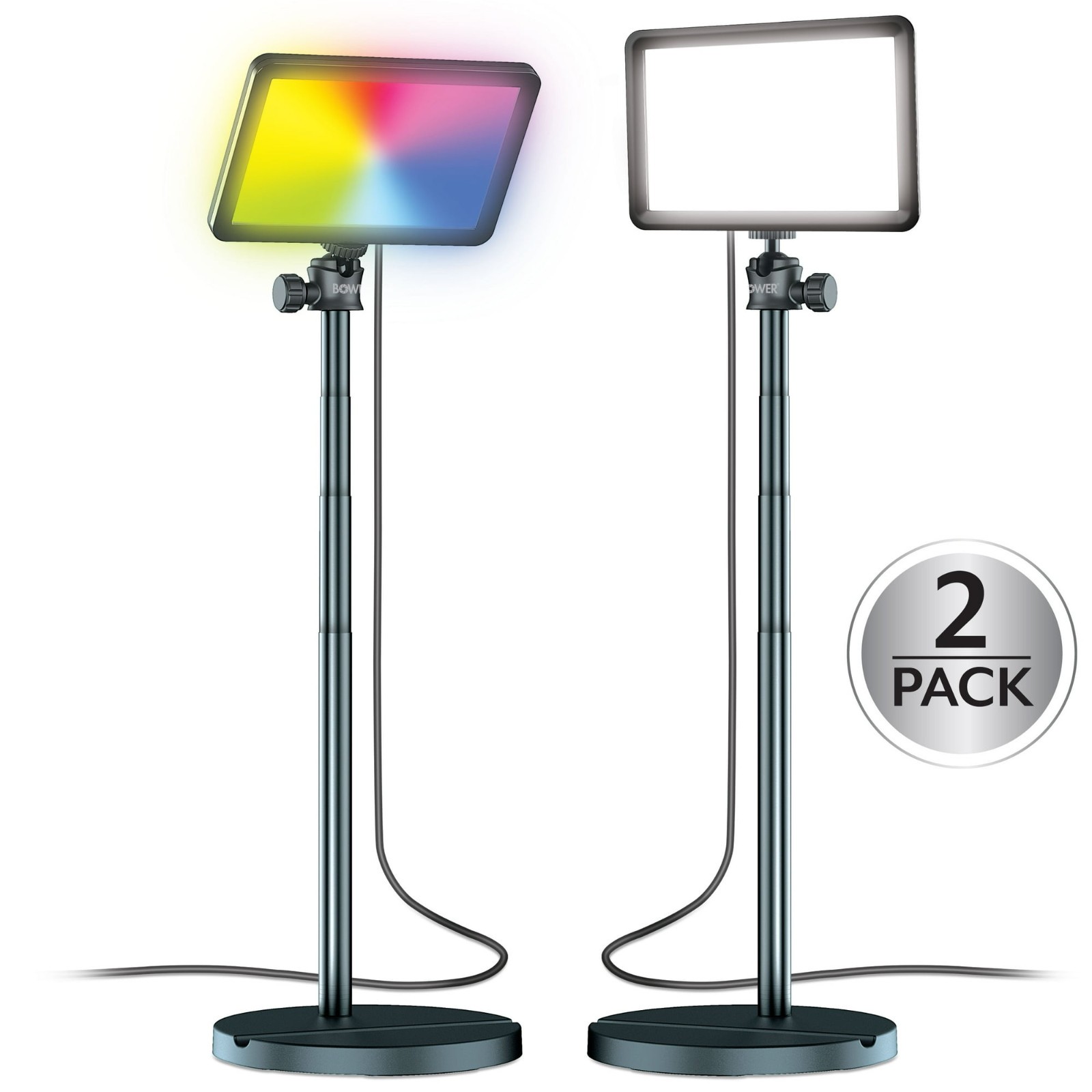 Bower 8" Creator LED RGB Light Kit 2-Pack w/ 32" Extendable Aluminum Stands NEW™