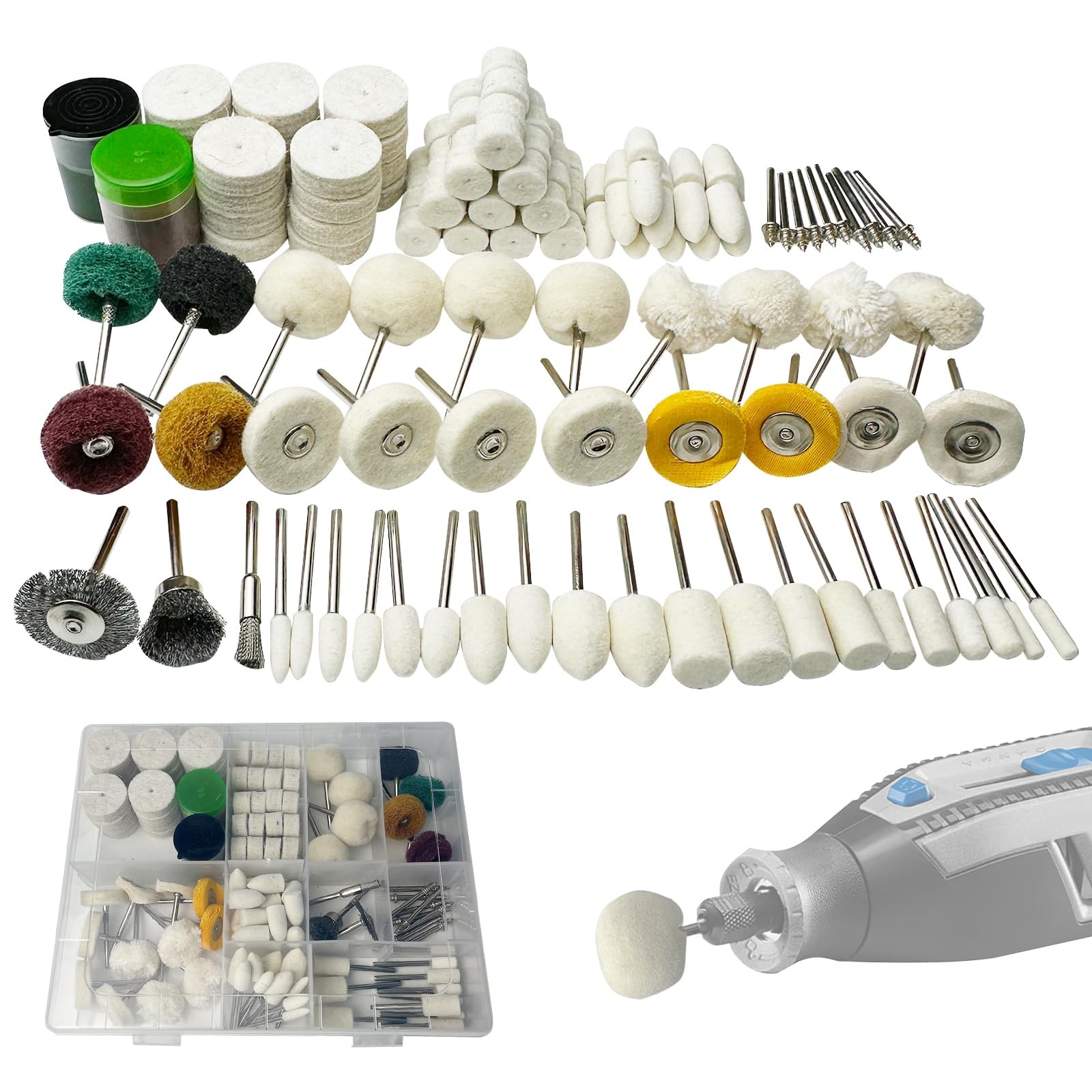 135 PCS Polishing & Buffing Wheels Kit with 1/8-Inch Shank for Dremel Rotary ...