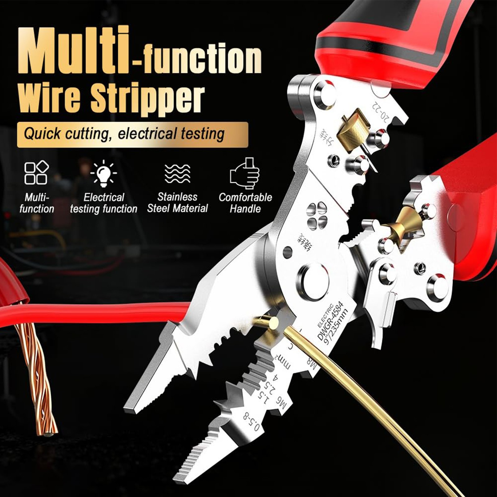 16 in 1 Wire Stripper Twister for Cutting and Pulling Wires,Cable Scissors