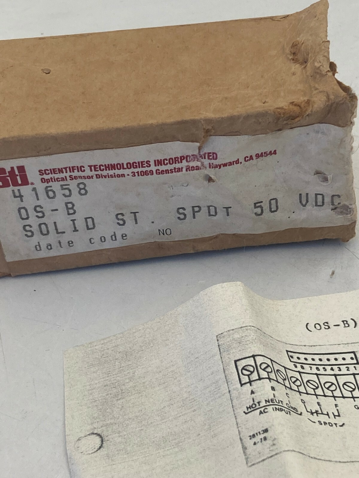 STI 41658 SOLID STATE SPDT 50VDC NIB