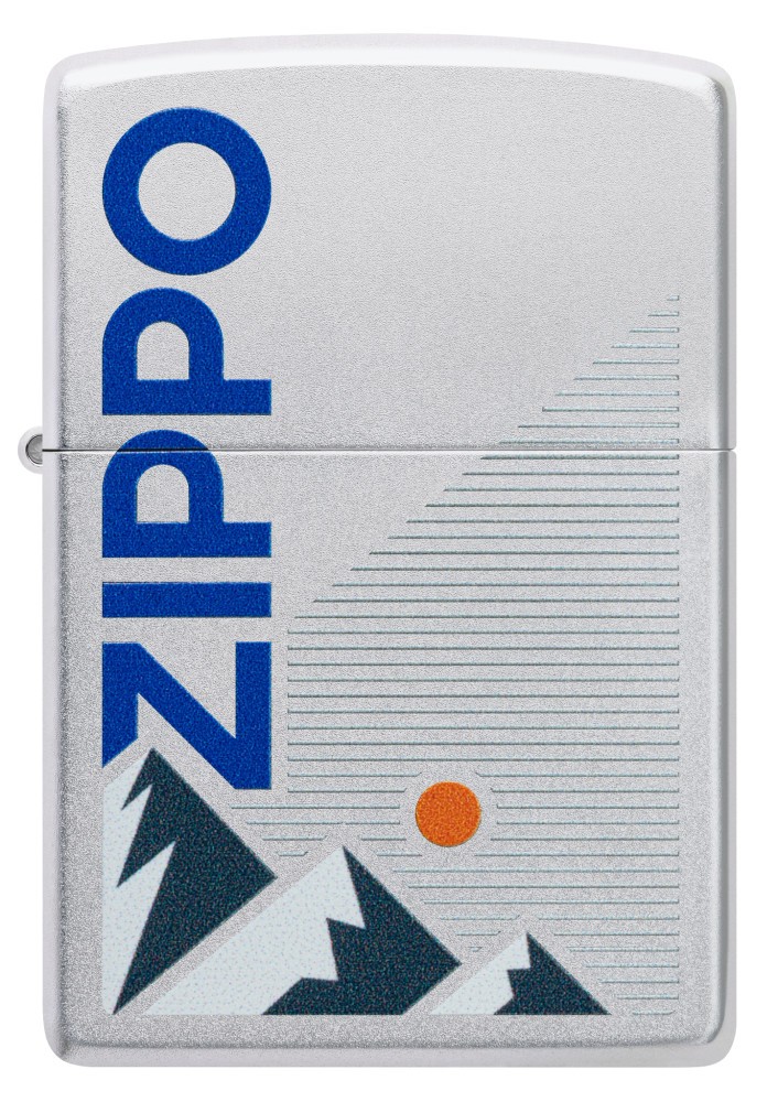 Zippo Mountain Design Satin Chrome Windproof Pocket Lighter, 47113