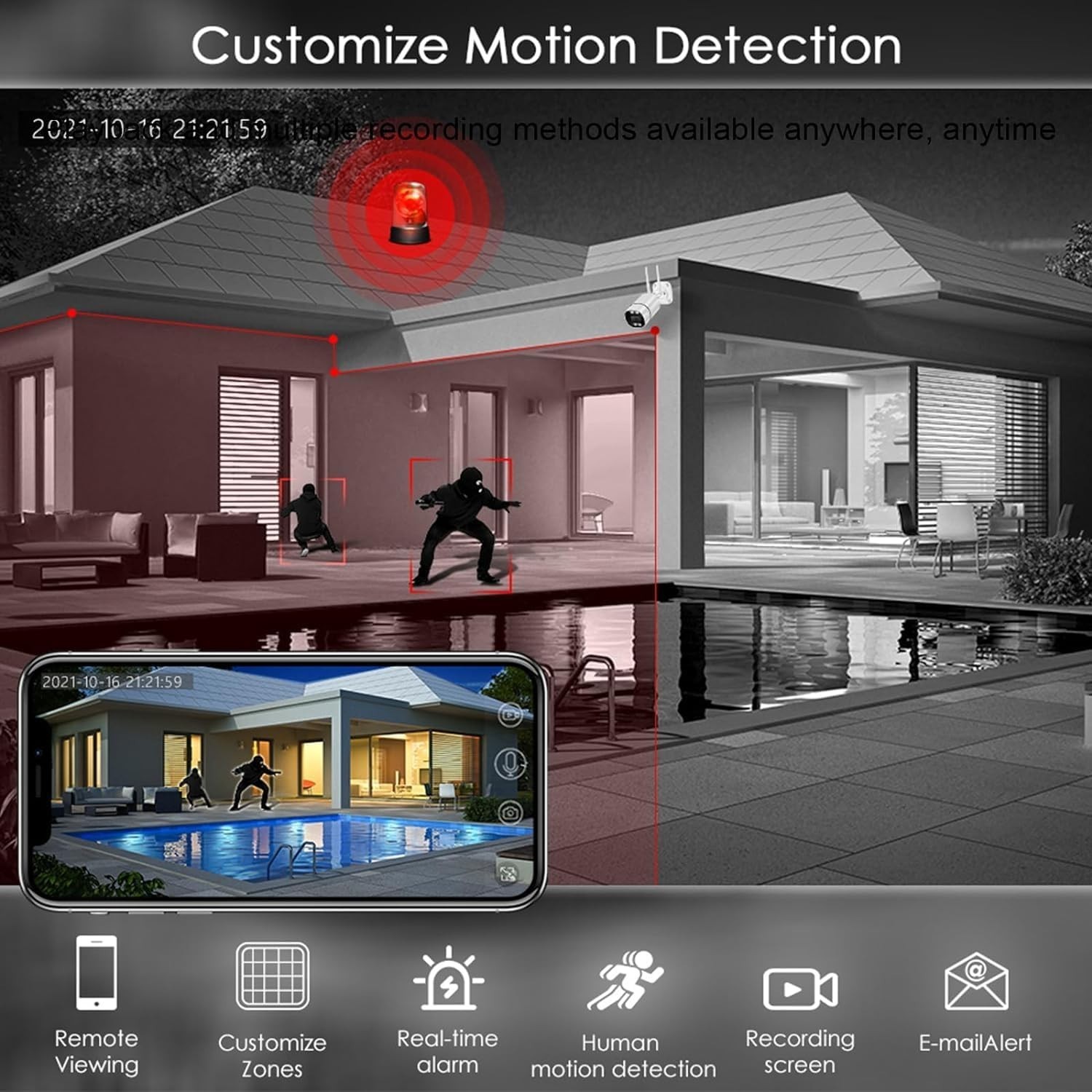 4CH 1080P AHD Hybrid DVR - 5-in-1 Surveillance System with Motion Detection