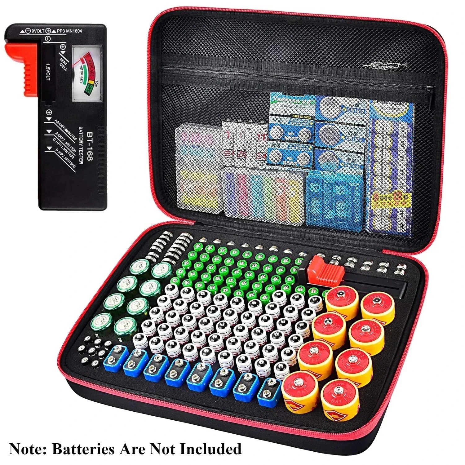 Battery Storage Organizer Tester Carry Case Bag Hold Batteries AA AAA C D 9V US