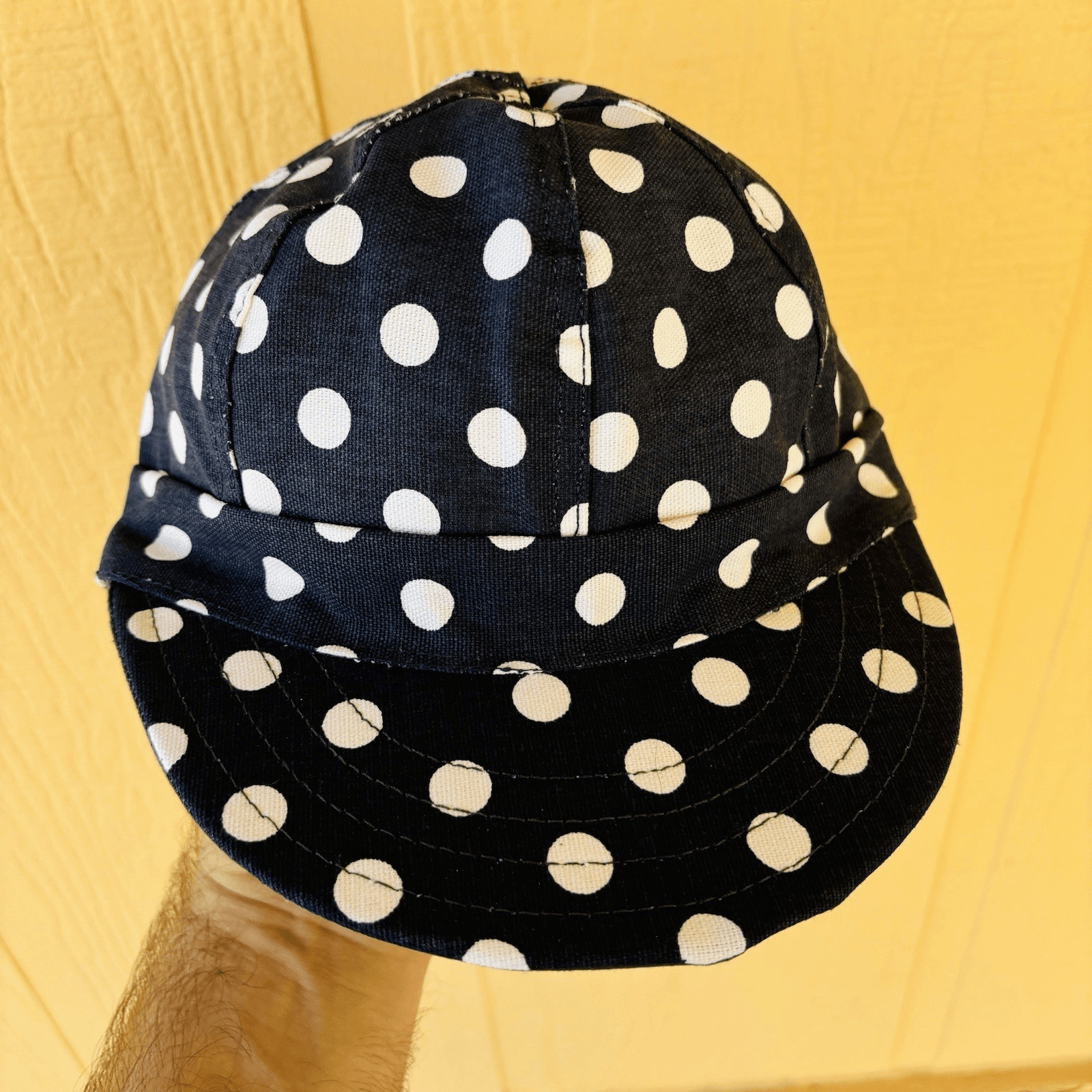 Kromer Hat 7 1/8 Polka Dot Welding Balloon Top Navy Blue Union Made Cap Vintage