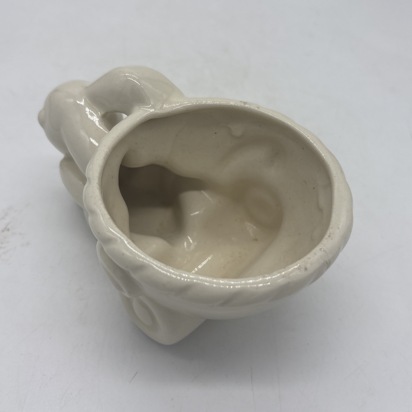 Easter Pottery Mid Century McCoy ? Unmarked Egg Basket Rabbit Planter