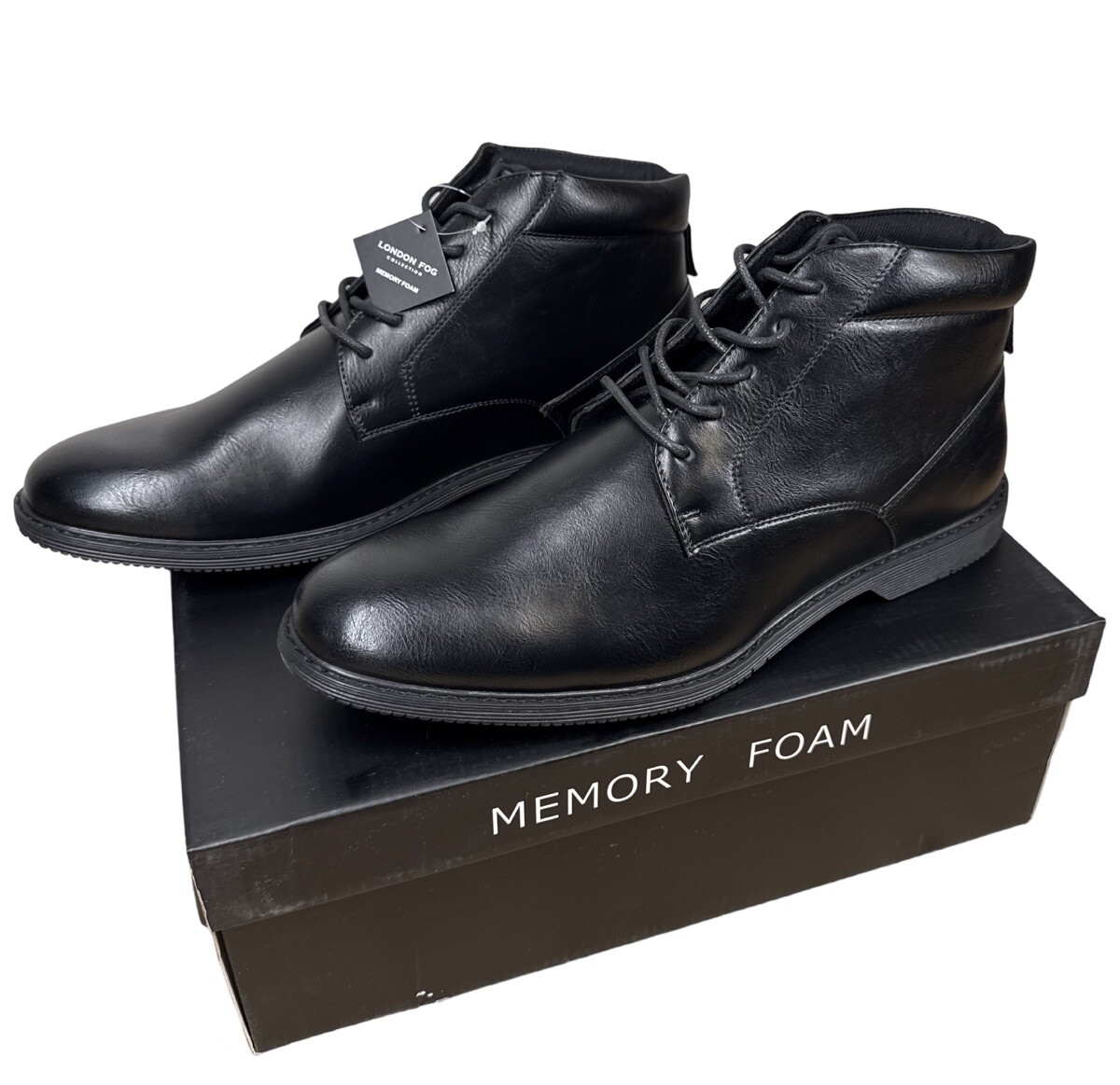 London Fog TYLER CHUKKA Black Dress Boot Memory Foam Men's Size 11 NEW NWB