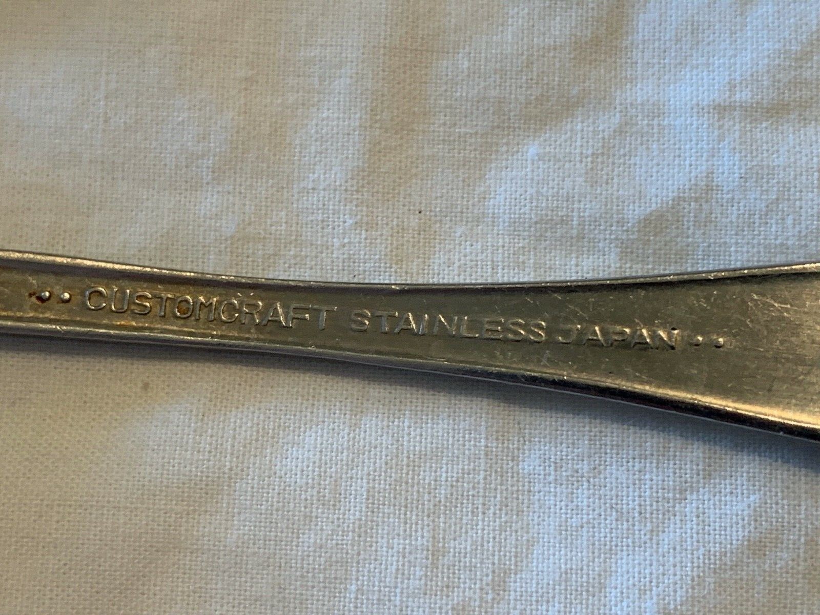 Customcraft "CUS 10" Stainless Textured Handles JAPAN 4 Teaspoons Flatware