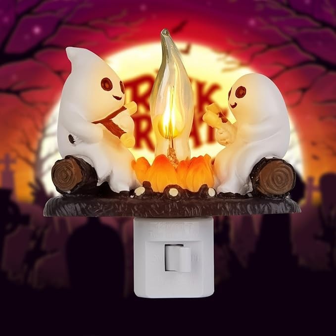 Ghost Campfire Flickering Night Light - 3D LED Small Electric Faux Camp-NEW