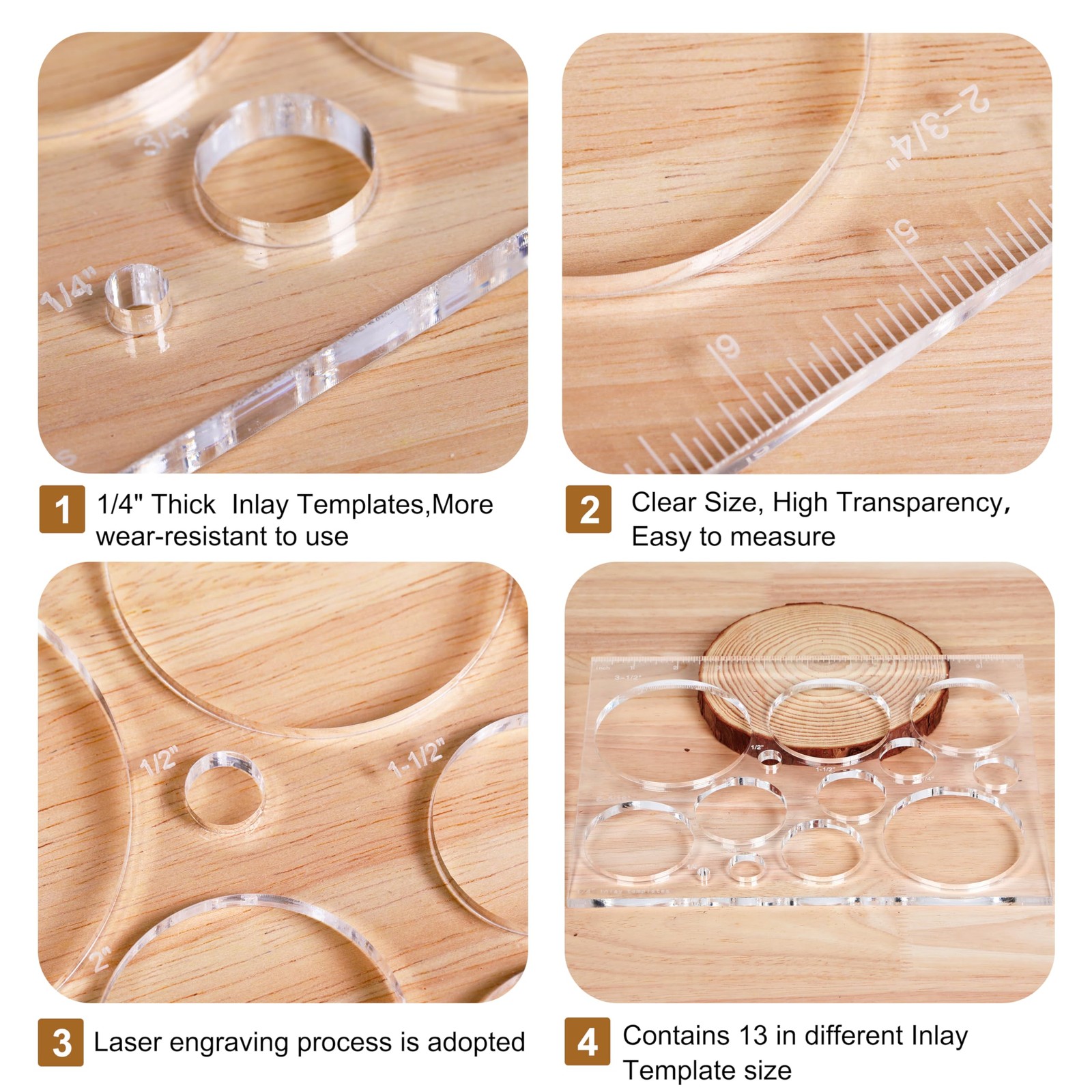 13-In-1 Circle Inlay Template Router Decorative Templates for Woodworking