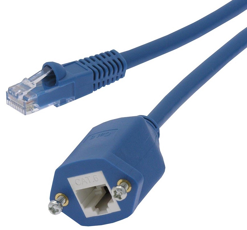Cat6 RJ45 M/F Ethernet Network Screw Panel Mount Blue Extension (Multi-Length)