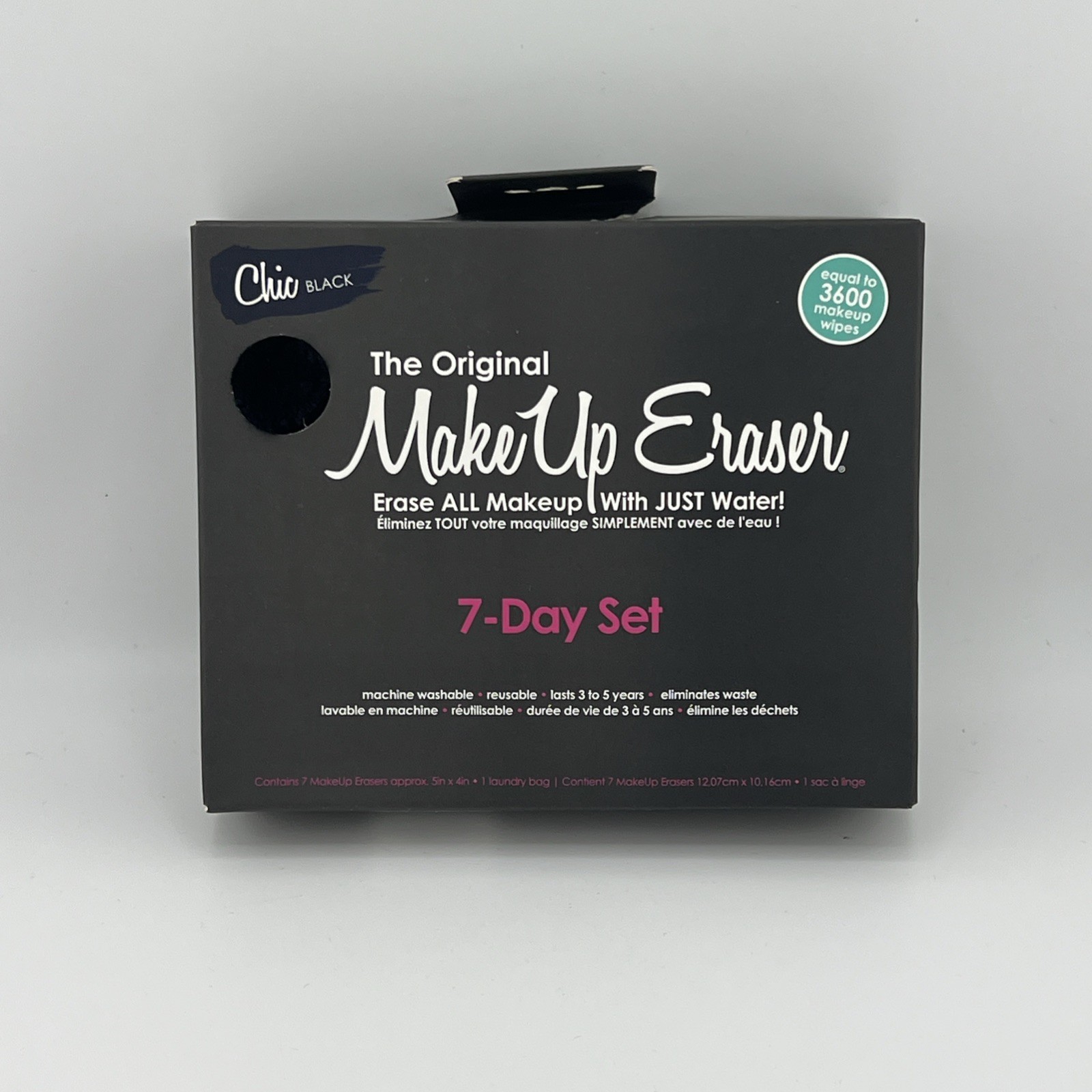 CHIC Original MakeUp Eraser Black 7-Day Set Reusable Remover Cloth = 3600 Wipes