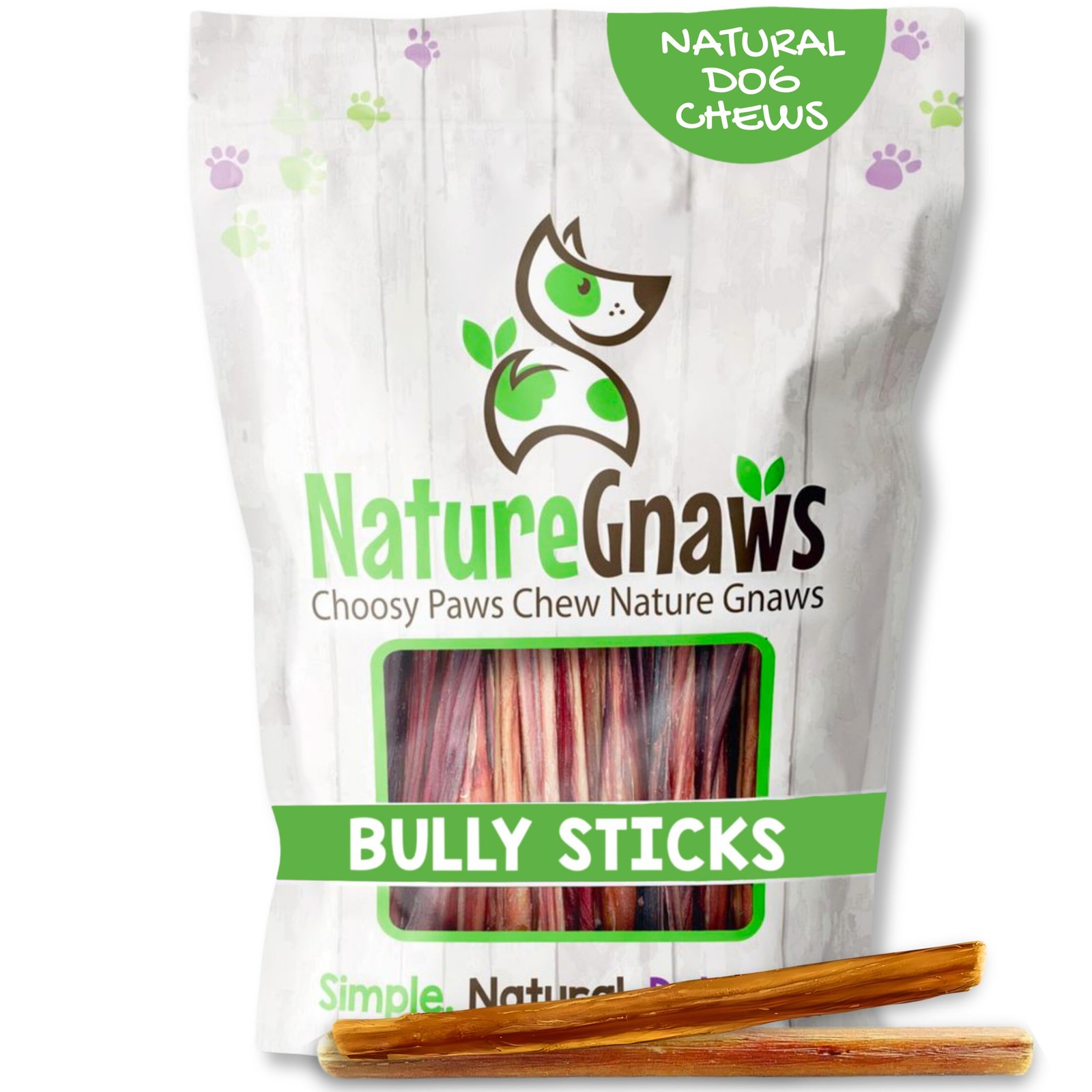 Nature Gnaws Extra Thin Bully Sticks for Small 10 Count (Pack of 1), Natural