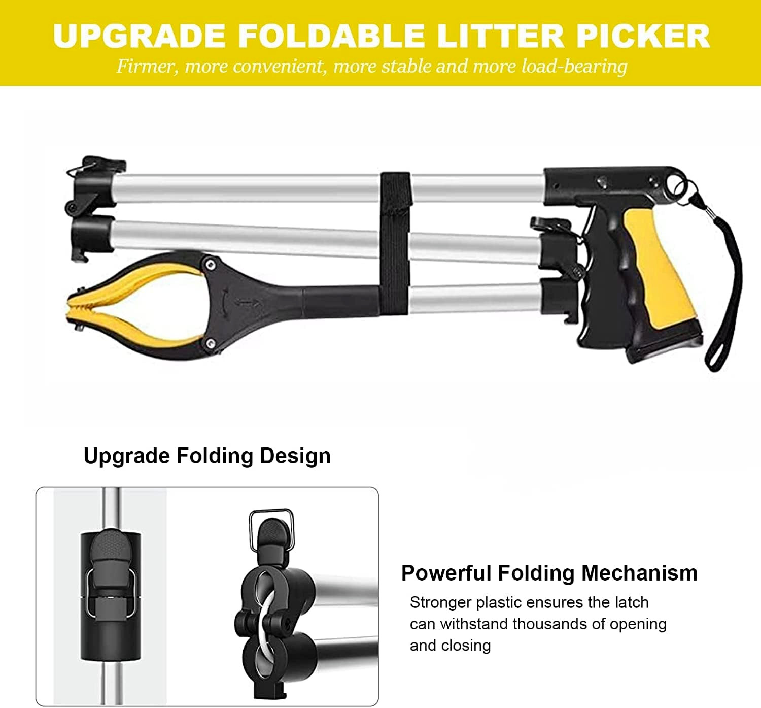 43" Foldable Extra Long Grabbers for Elderly Grab It Reaching Tool Heavy Duty
