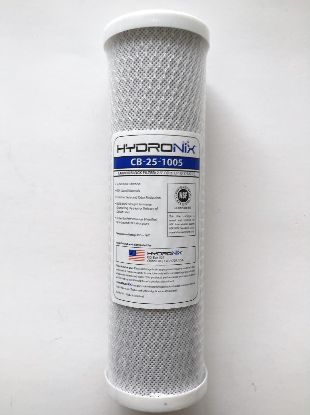 CARBON BLOCK FILTER 2.5"X10" 5 MICRON HYDRONIX  CB-25-1005