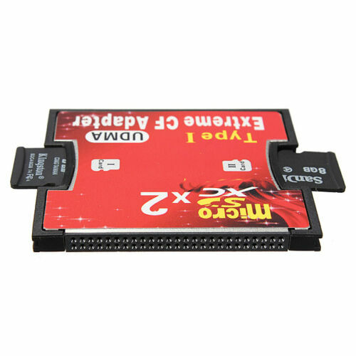 Dual 2 port Micro SD SDHC to Compact Flash CF 1 Type I Card Adapter Converter