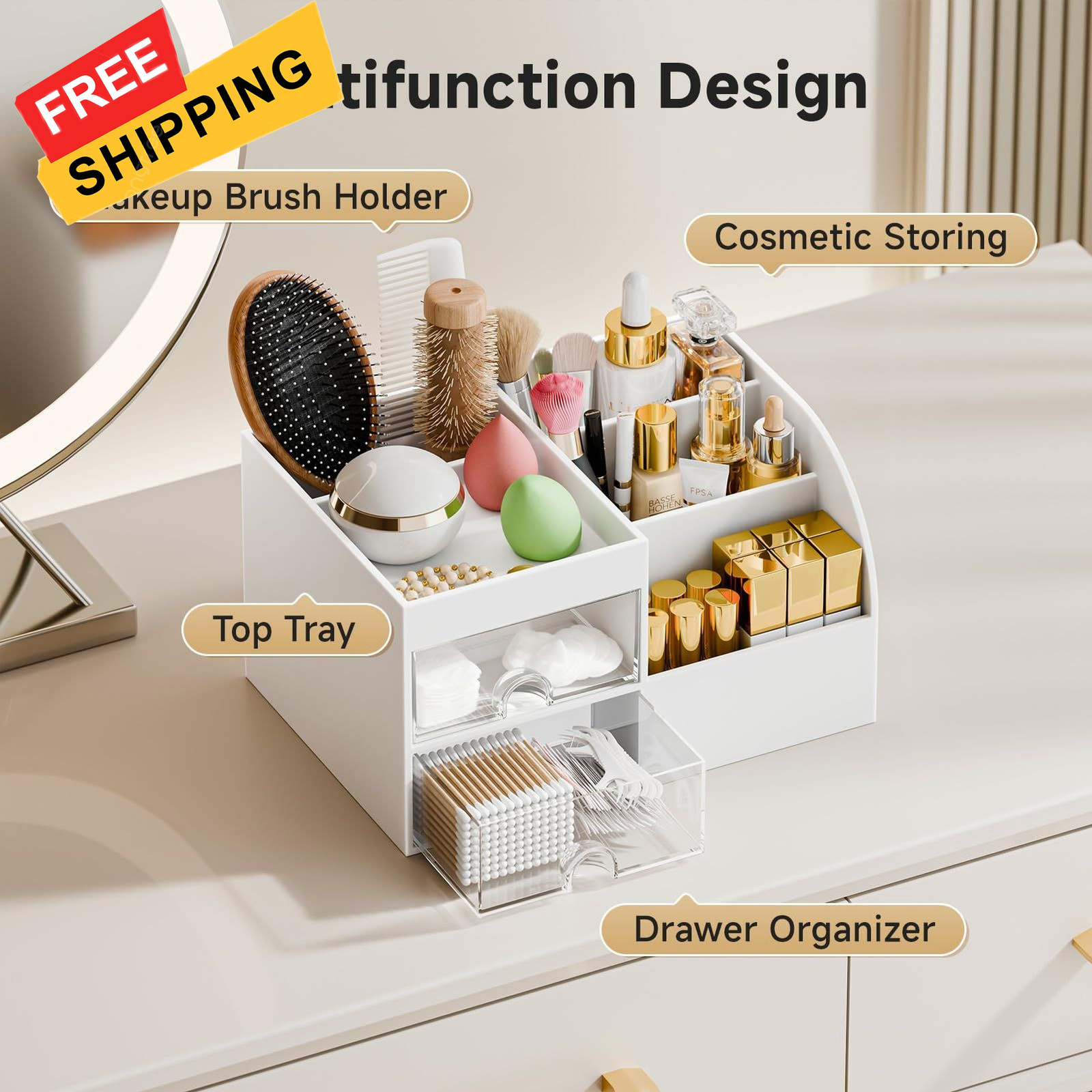 Makeup Organizer with 2 Drawers, Organizers Organizer, White