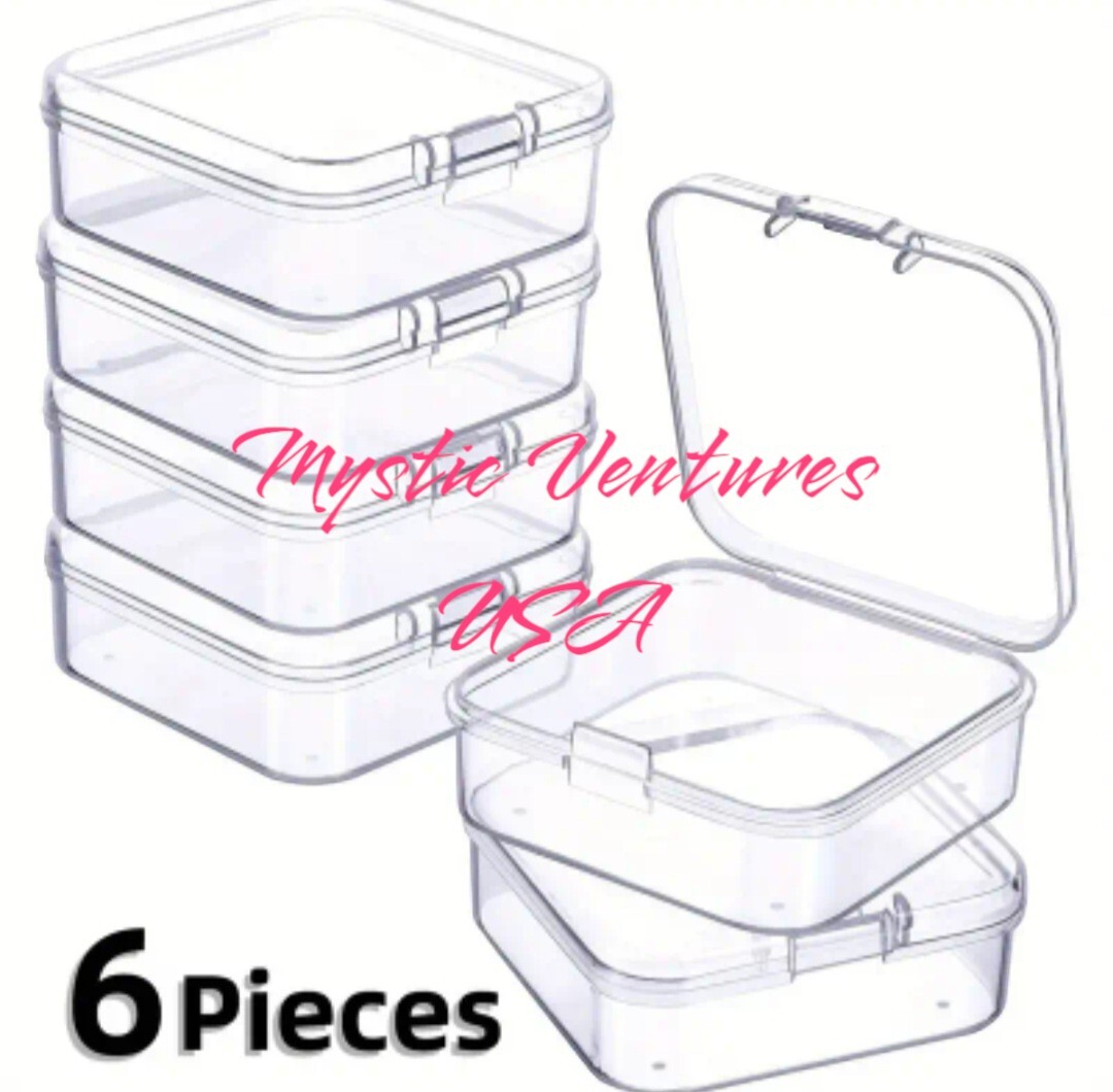 6 pcs Small Plastic Clear Storage Containers Box for Beads Jewelry Trinkets Etc