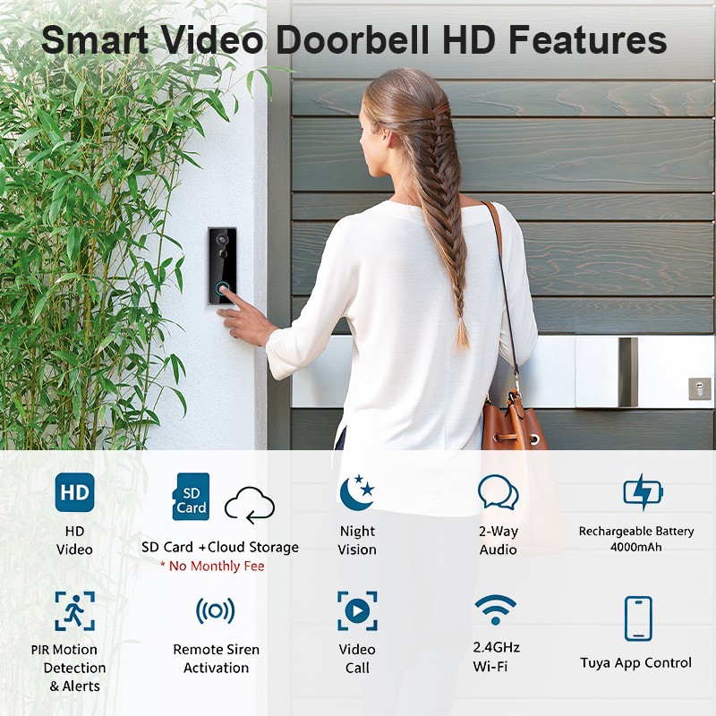Smart Wireless WiFi Doorbell Camera Phone Door Ring Video Intercom Security Bell