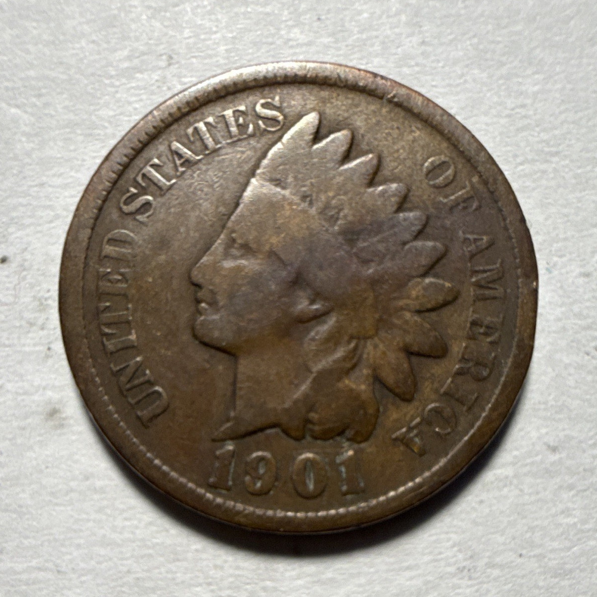 1901 Indian Head Small Cent Bronze BN Business Strike Philadelphia KM#90