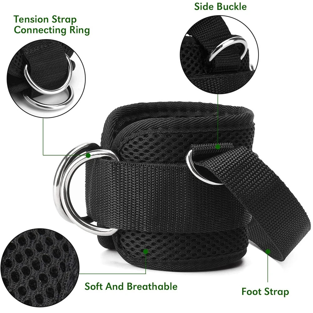 Adjustable Ankle Straps for Cable Machines Gym Cable Attachments Leg Kickbacks