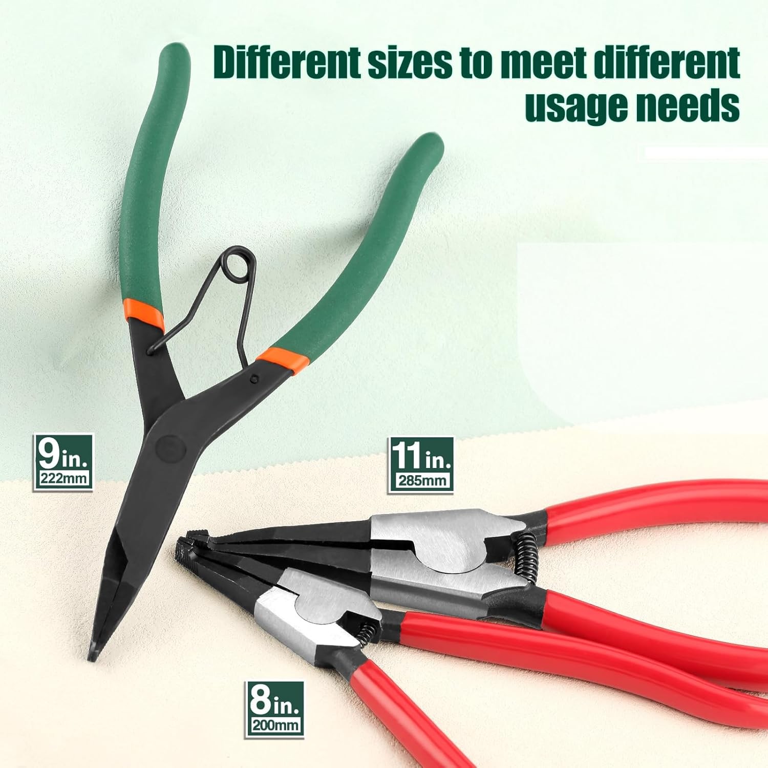 9" Angle Tip Lock Ring Pliers Circlip Retaining Ring Plier for Transmission Tool