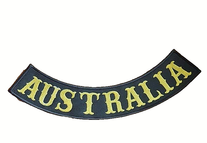 Motorcycle Rocker Big Australia Black & Yellow Emblem Vest Jacket Bottom Patches