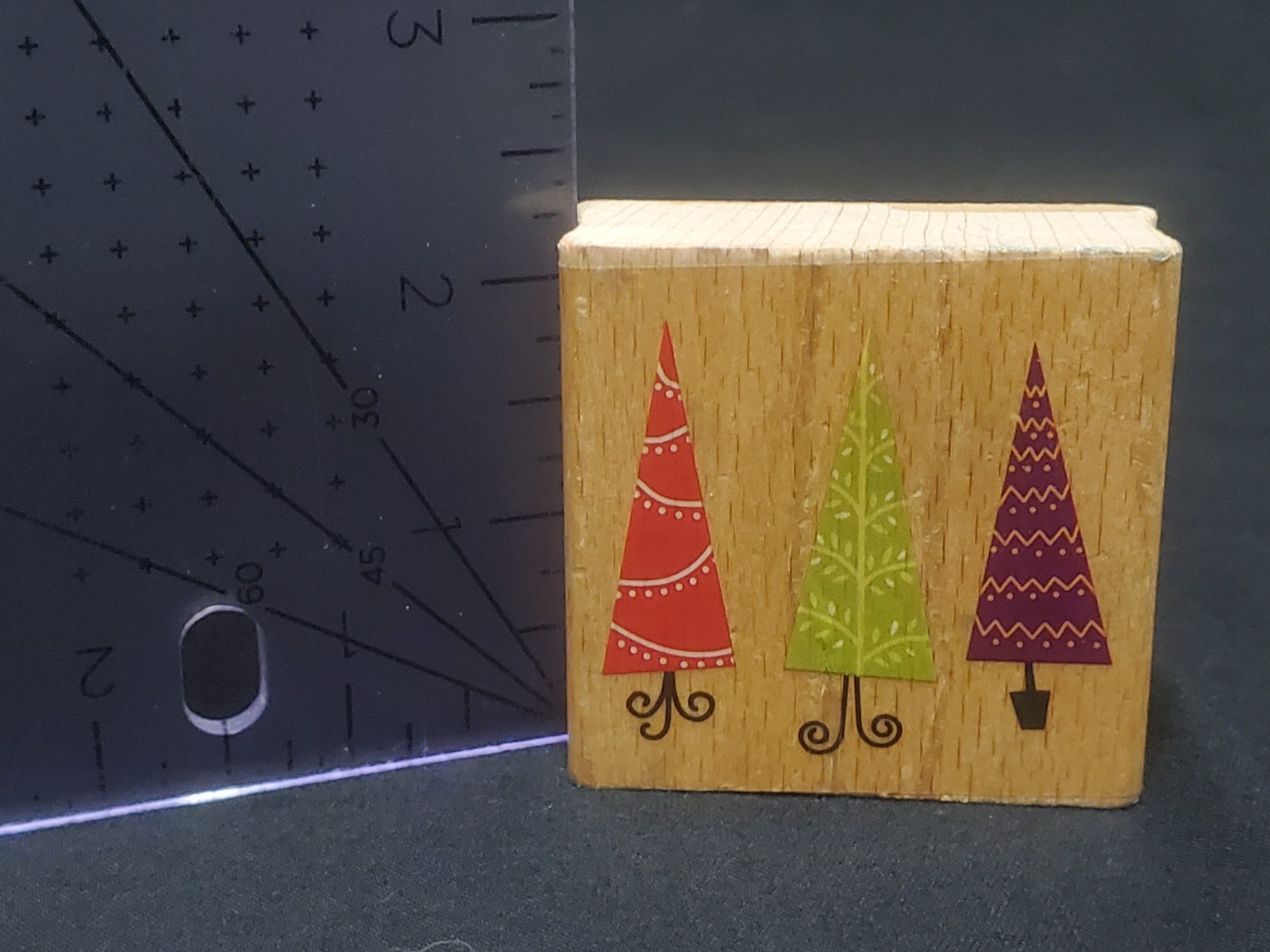 Festive Trees - 2.25" Rubber Stamp