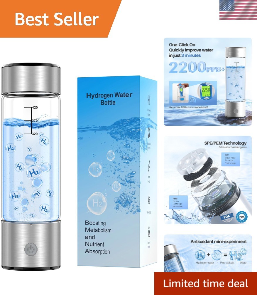 14oz Battery-Powered Hydrogen Water Generator – Quick 2200PPB Hydration Solution