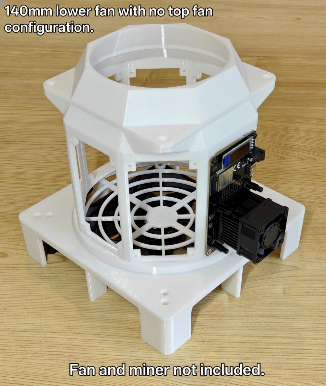 Bitaxe Gamma 601/602 Octogon cooling tower for 8 bitaxe with 200 140mm fan-White