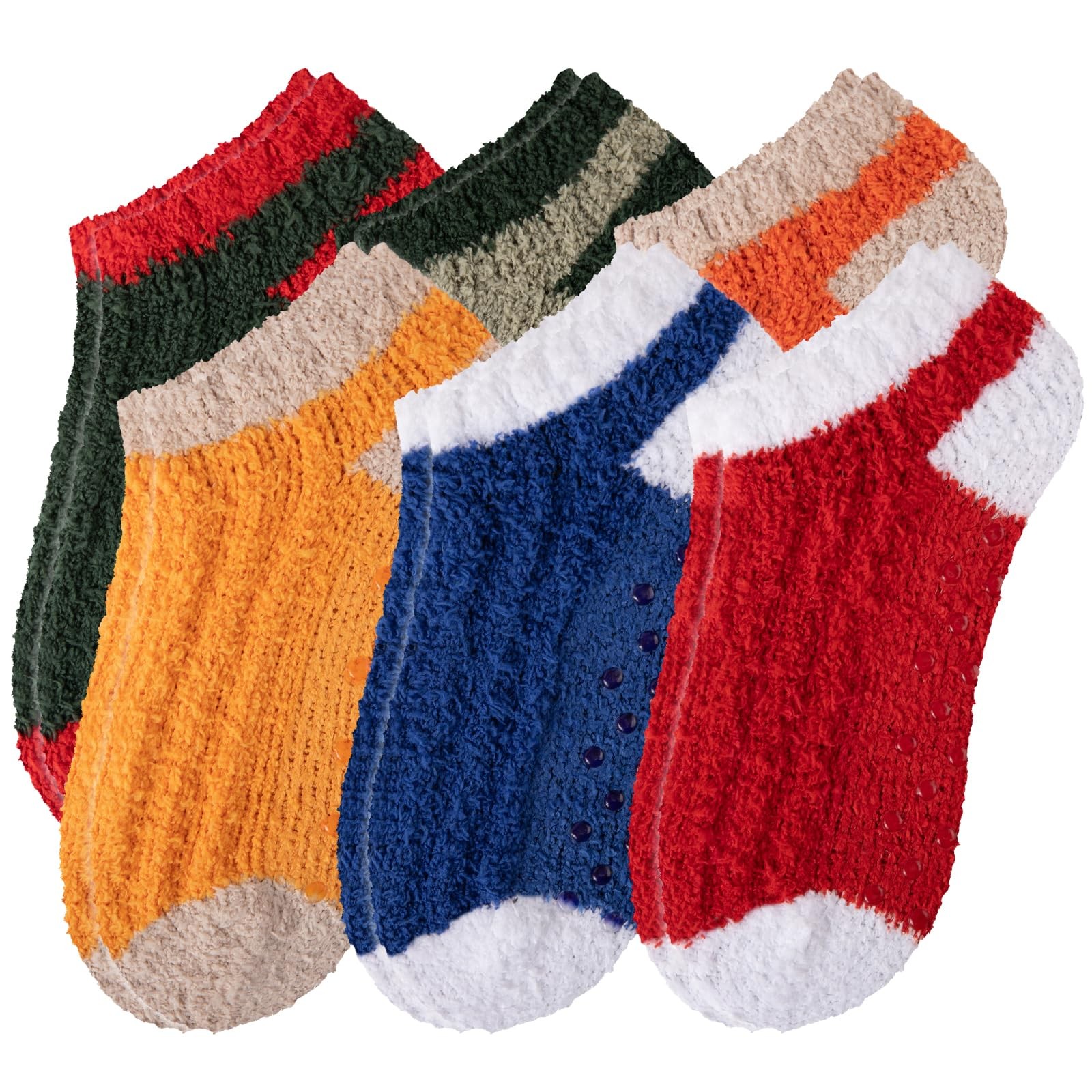 COOVAN 6 Pairs Fuzzy Ankle Socks for Women Warm Cozy Non Slip Slipper Socks