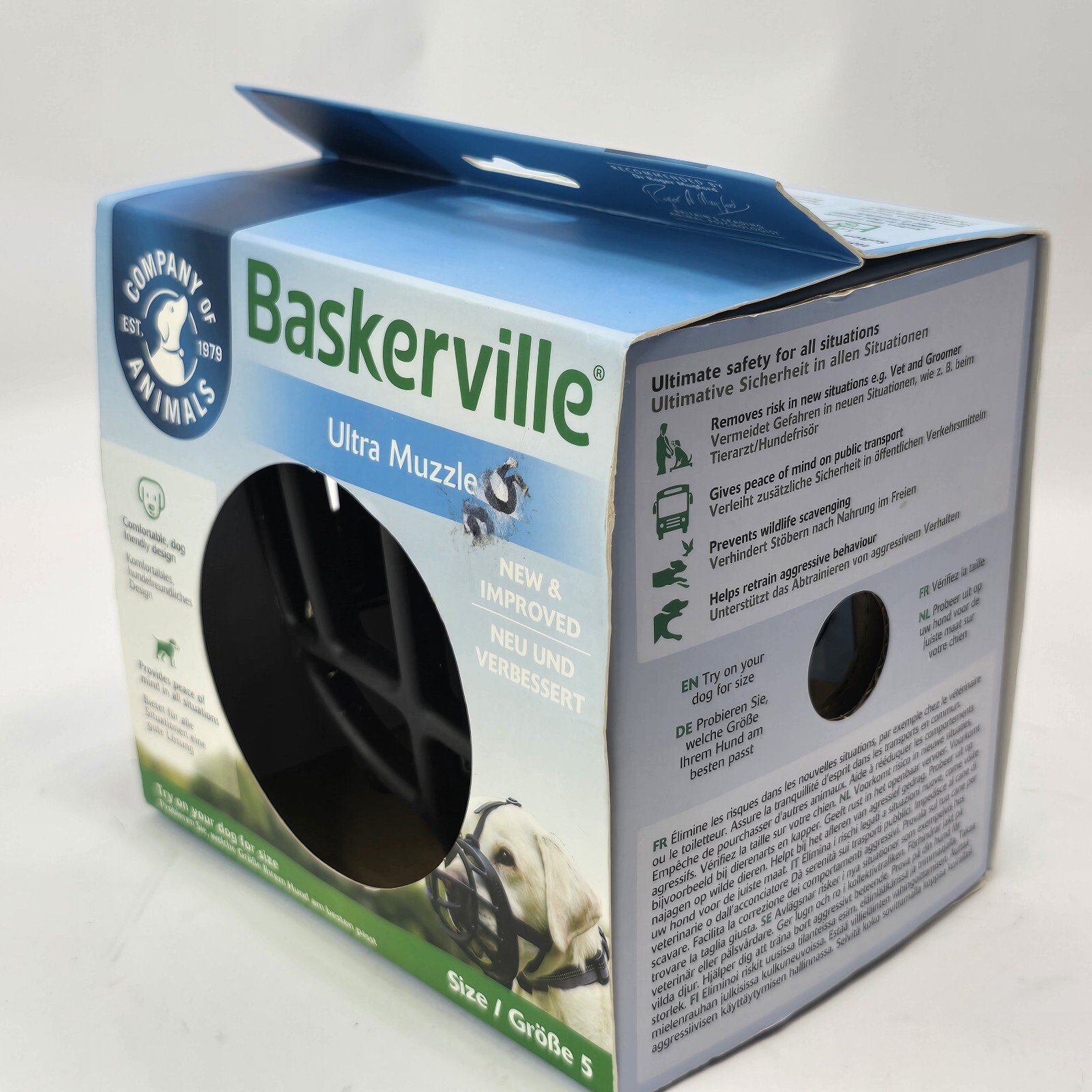 "New Baskerville Ultra Muzzle Size 5: Safe, Humane Design for Dogs"
