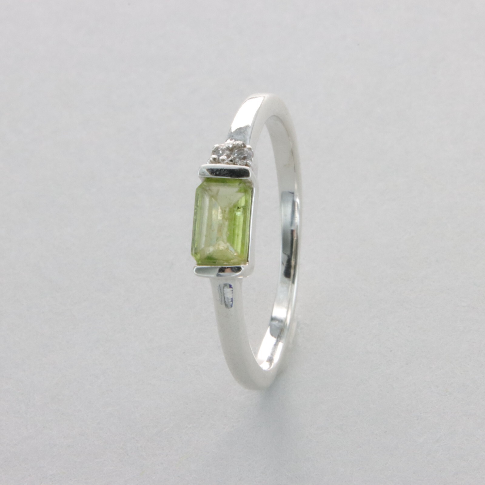 Square / Rectangle PERIDOT Ring with CZ Multiple Sizes 925 STERLING SILVER #47e