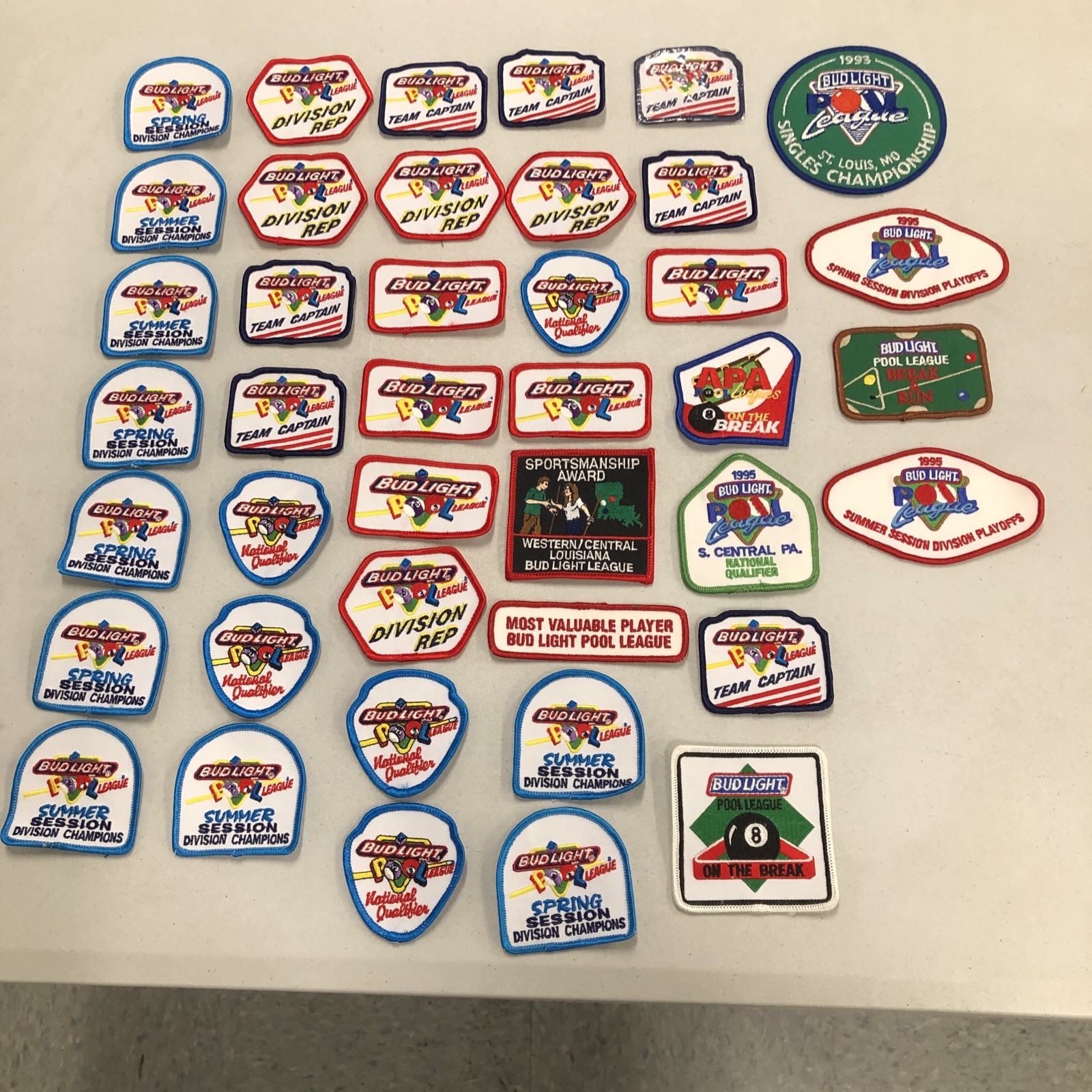 New 41 Patches VTG Variety of Bud Light Billiards Pool Beer League Patches