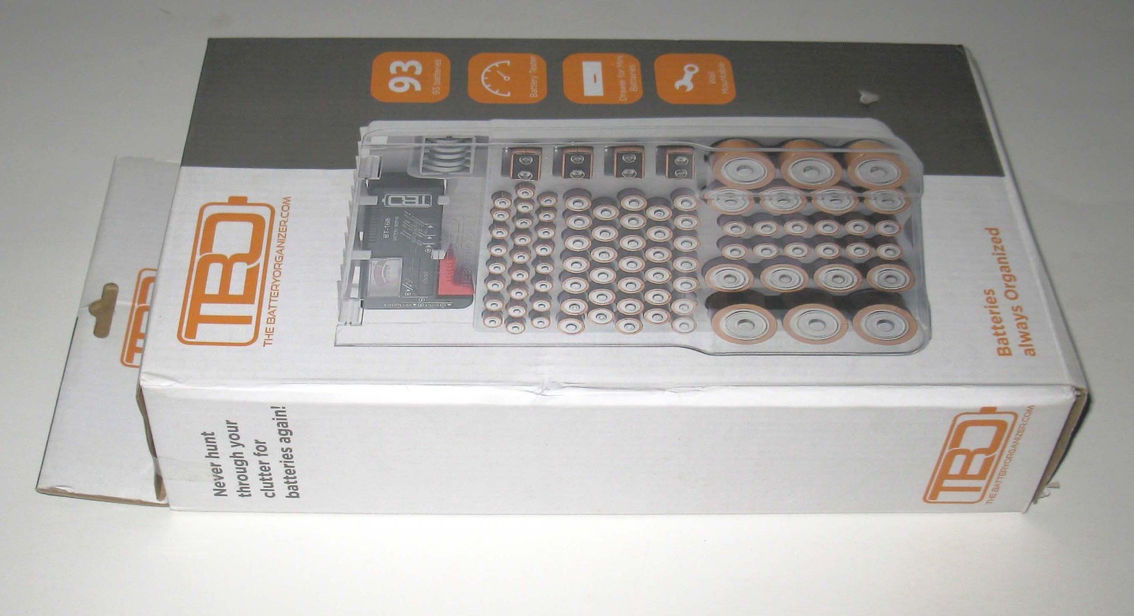 NEW TBO The Battery Organizer Storage Case with Hinged Clear Cover & Tester