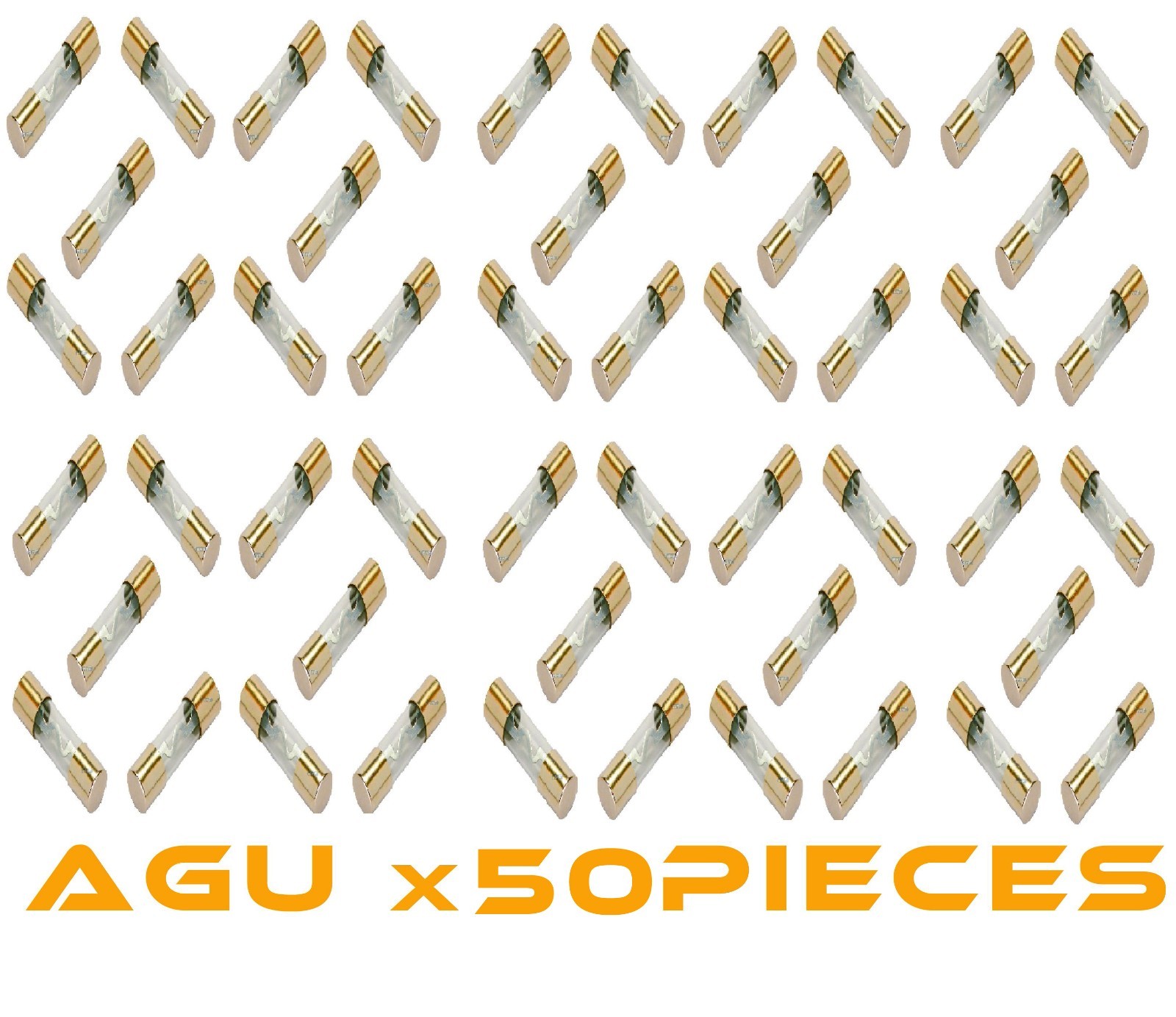 (50 PCS) 60 AMP AGU GOLD PLATED FUSES ROUND GLASS FUSE- SHIPS TODAY!
