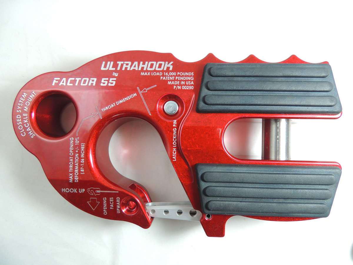 FACTOR 55 ULTRAHOOK WINCH HOOK WITH SHACKLE MOUNT -- RED