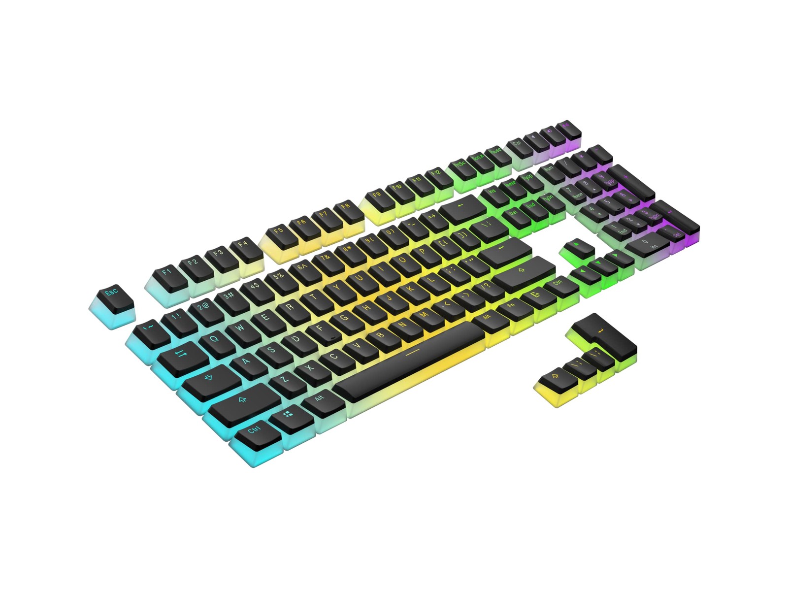 Ranked Pudding PBT Keycaps | 112 Double Shot Translucent ANSI 112 Keys, Black