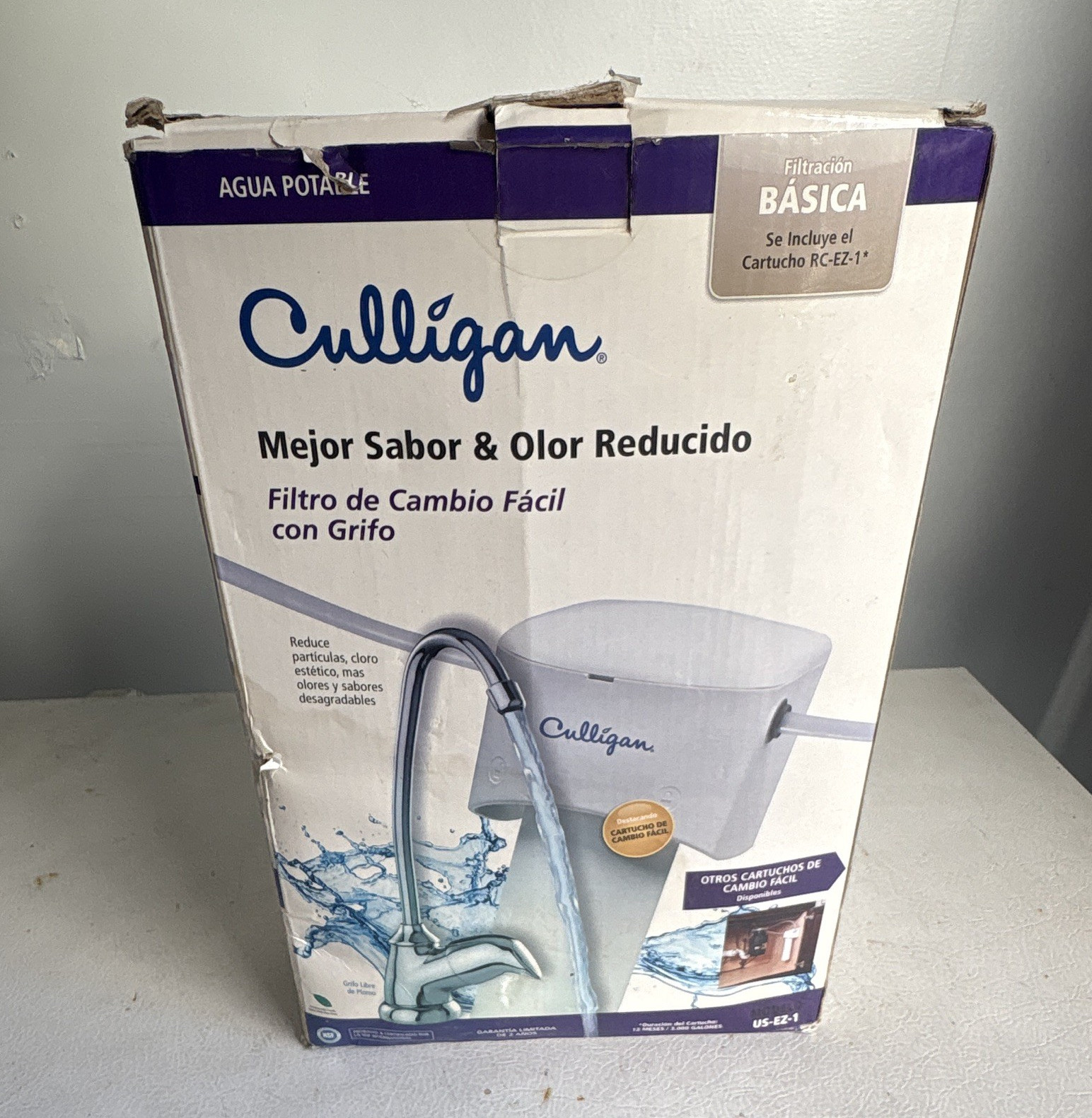 Culligan US-EZ-1 Under Sink Filter System w/ Faucet & RC-EZ-1, 500 gal Carbon