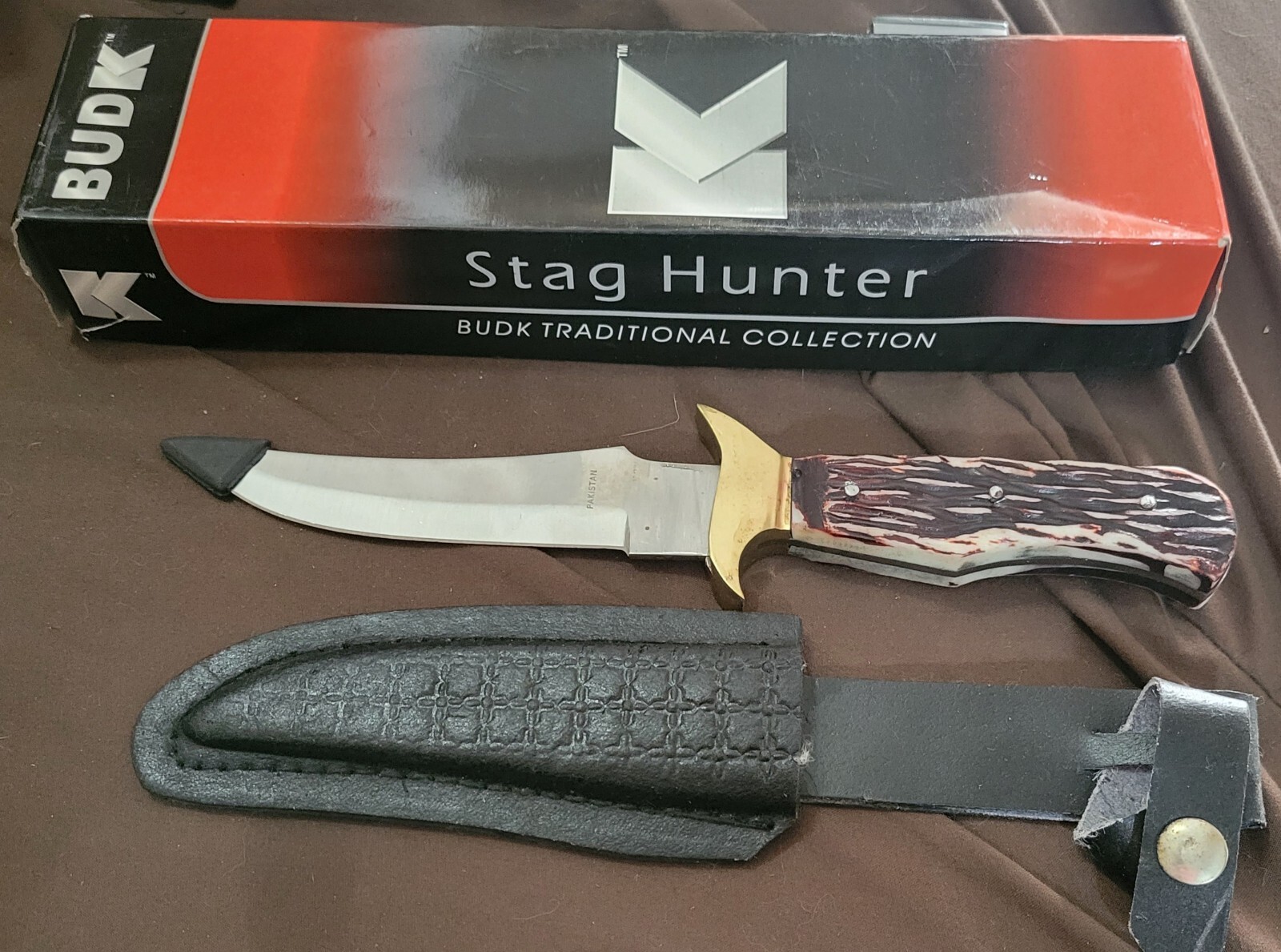 Bud K Traditional Collection Stag Hunter Knife & Sheath H3 4" Blade